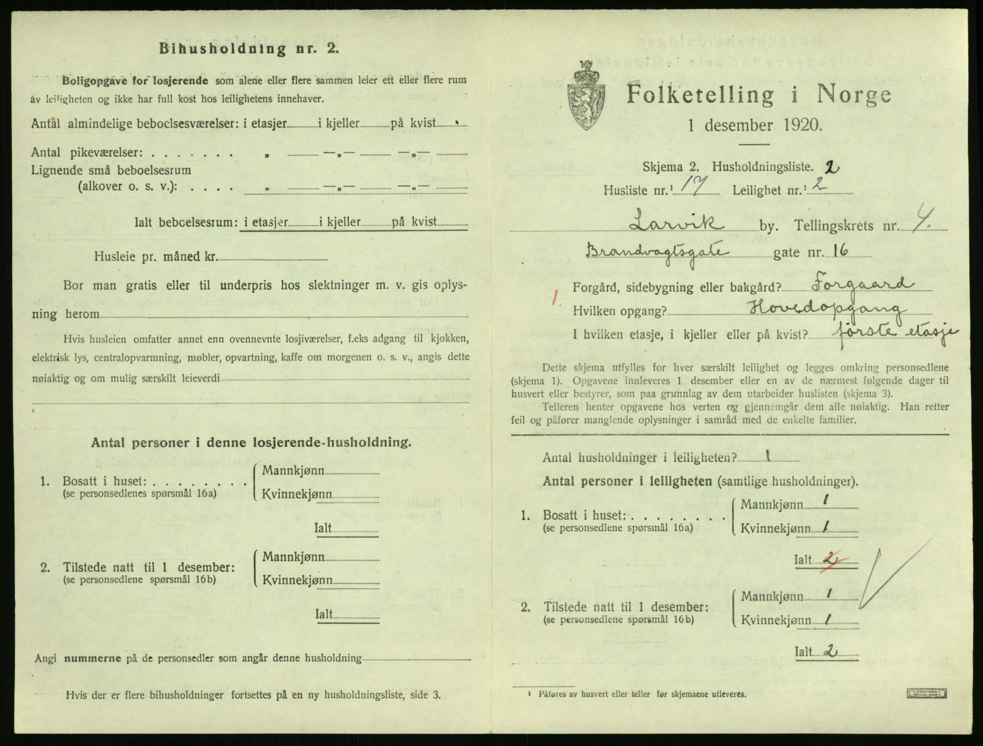 SAKO, 1920 census for Larvik, 1920, p. 4232