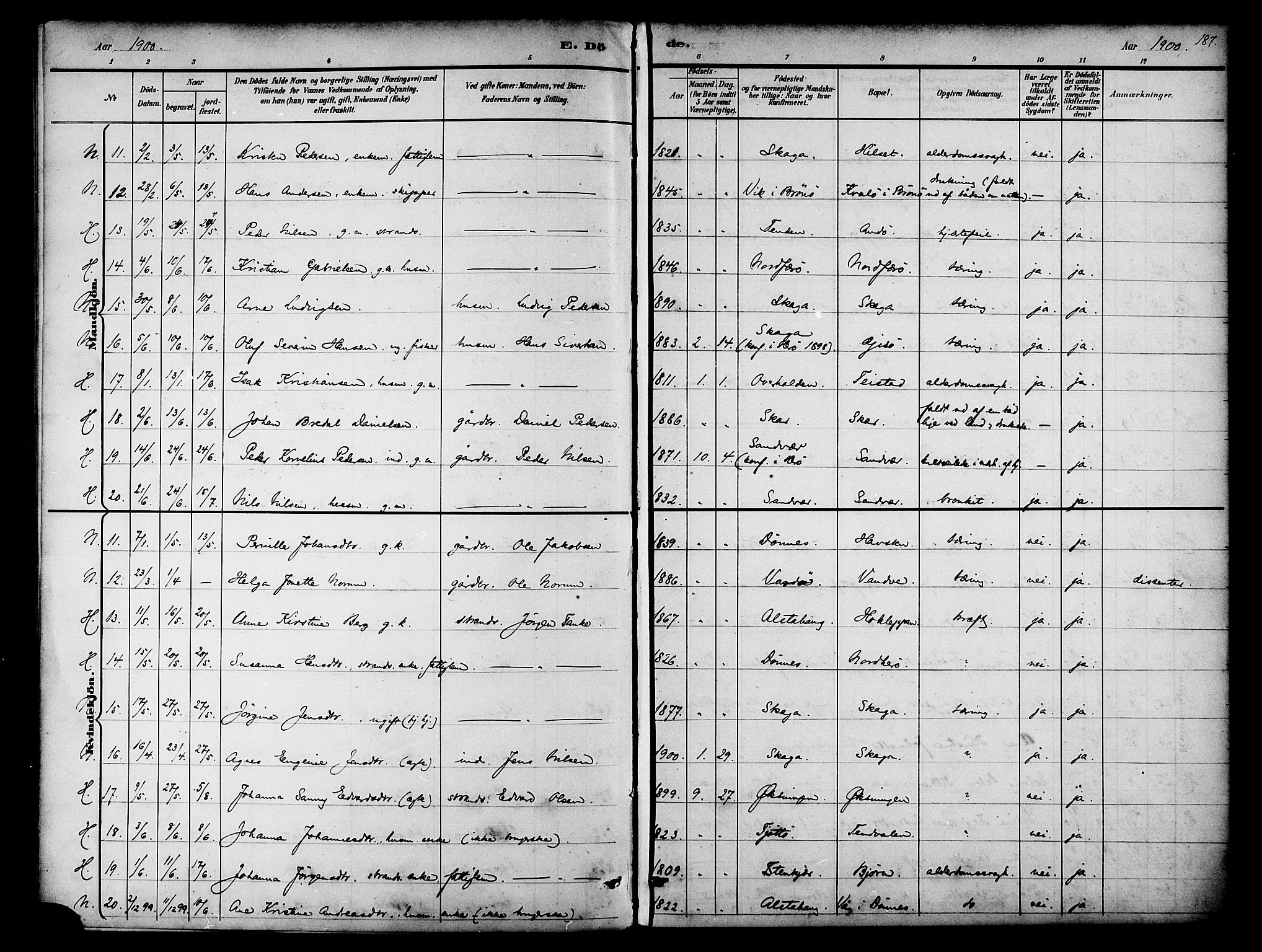 Ministerialprotokoller, klokkerbøker og fødselsregistre - Nordland, AV/SAT-A-1459/834/L0508: Parish register (official) no. 834A06, 1892-1901, p. 187