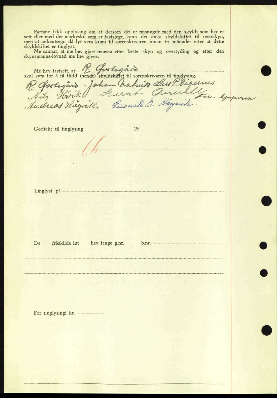 Nordre Sunnmøre sorenskriveri, SAT/A-0006/1/2/2C/2Ca: Mortgage book no. A11, 1941-1941, Diary no: : 1532/1941