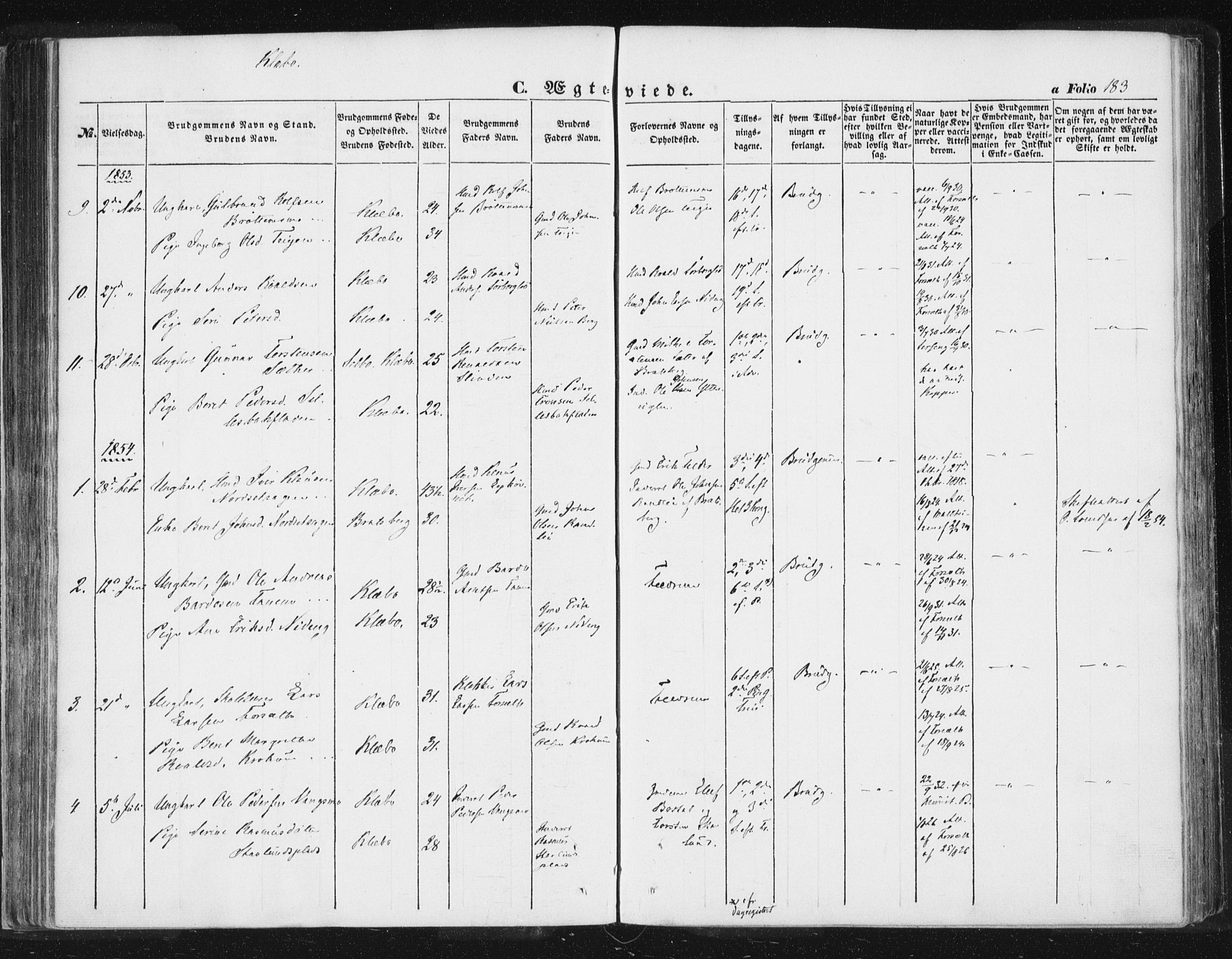 Ministerialprotokoller, klokkerbøker og fødselsregistre - Sør-Trøndelag, SAT/A-1456/618/L0441: Parish register (official) no. 618A05, 1843-1862, p. 183