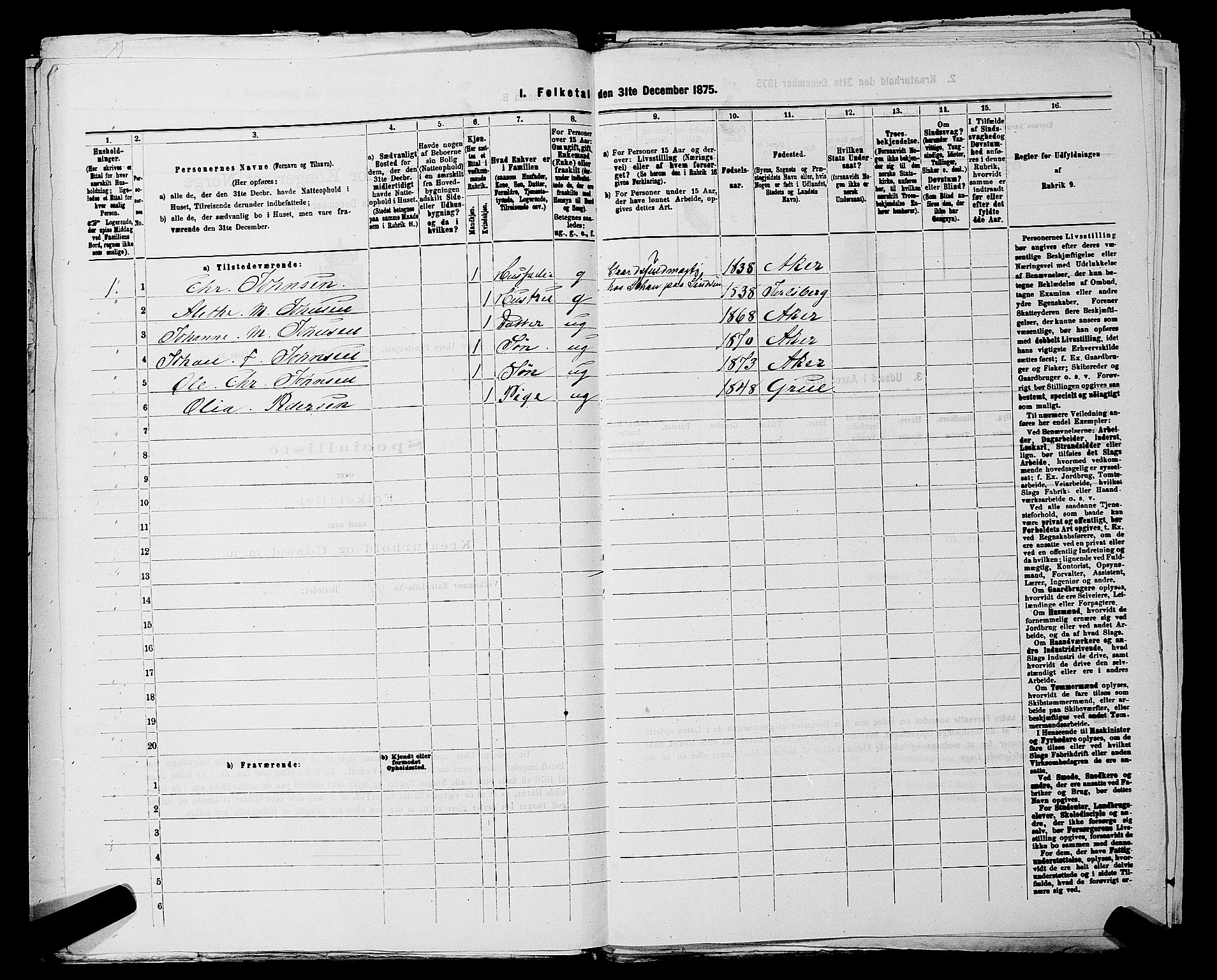 RA, 1875 census for 0218bP Østre Aker, 1875, p. 220