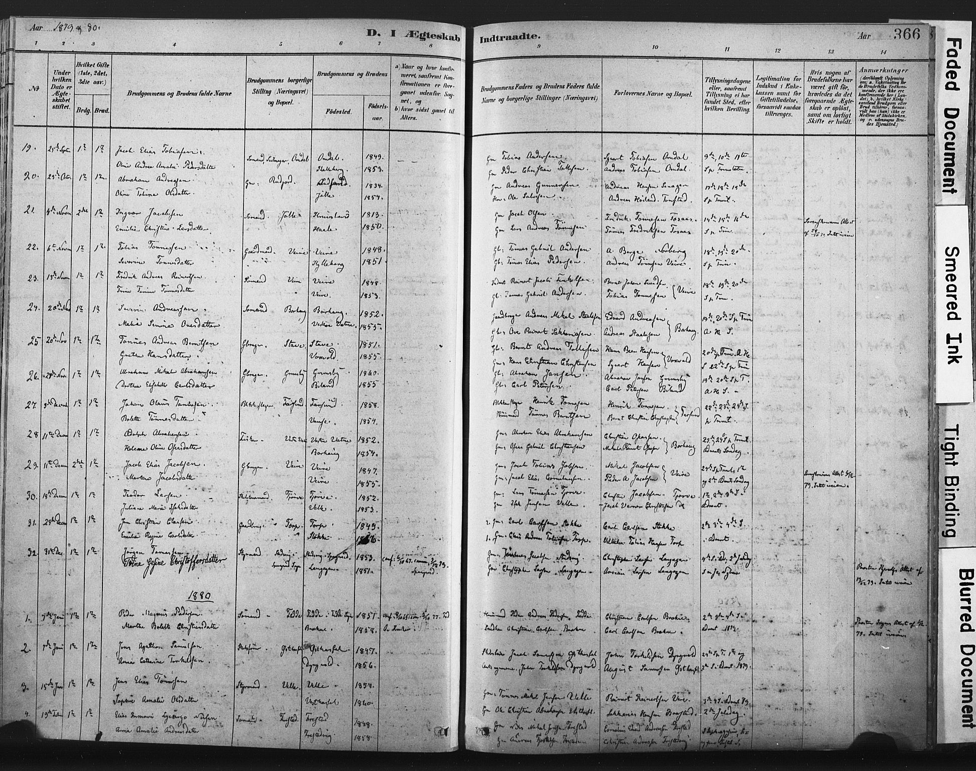 Lista sokneprestkontor, SAK/1111-0027/F/Fa/L0012: Parish register (official) no. A 12, 1879-1903, p. 366