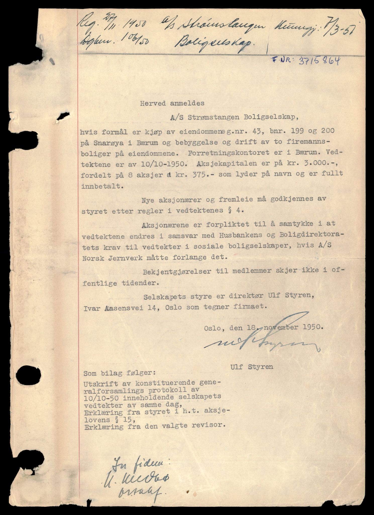 Asker og Bærum tingrett, AV/SAT-A-10379/K/Ka/Kab/L0031: Aksjeselskap i Bærum, Strø - Typ, 1944-1989, p. 1