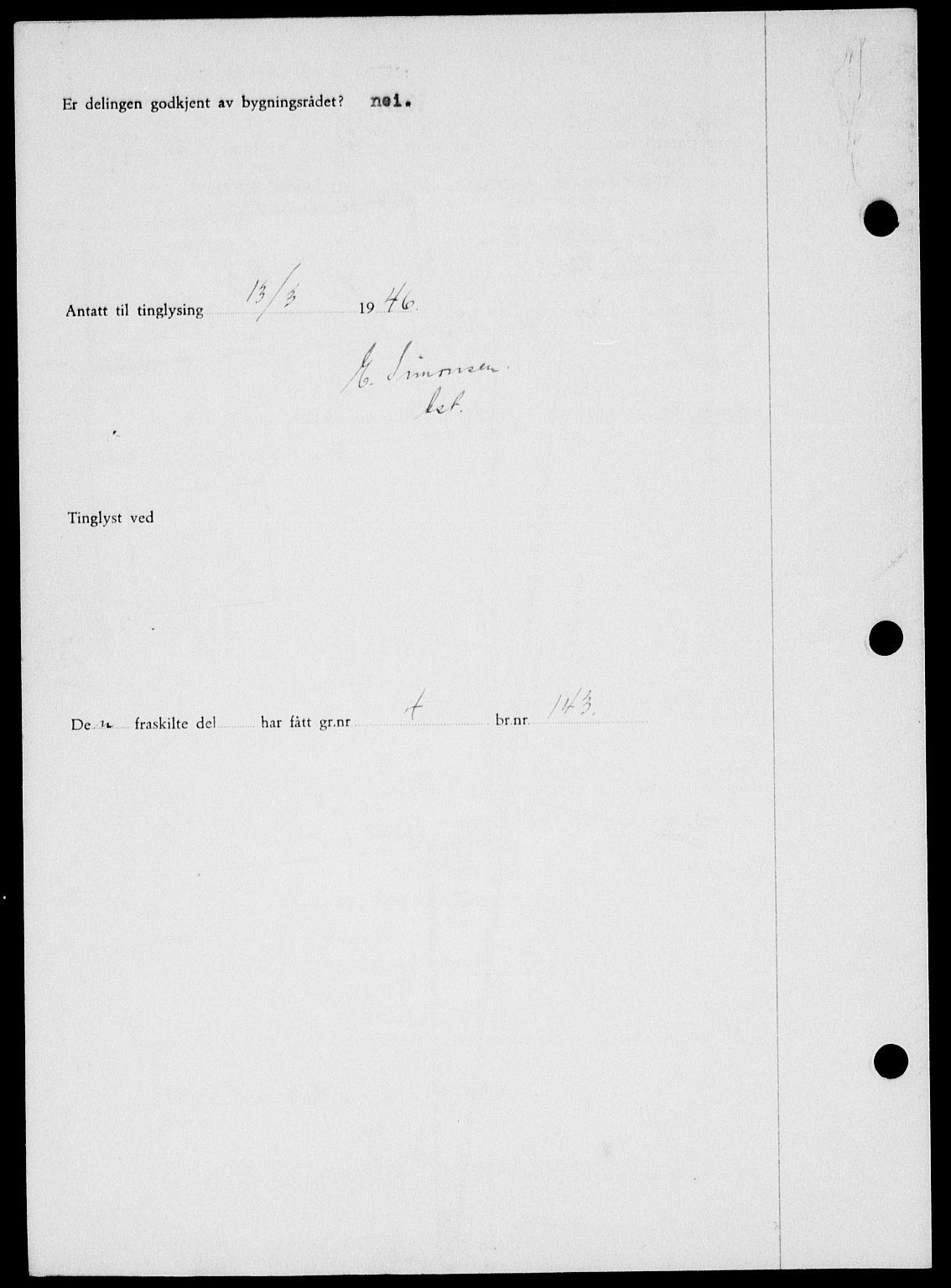 Onsøy sorenskriveri, SAO/A-10474/G/Ga/Gab/L0015: Mortgage book no. II A-15, 1945-1946, Diary no: : 488/1946