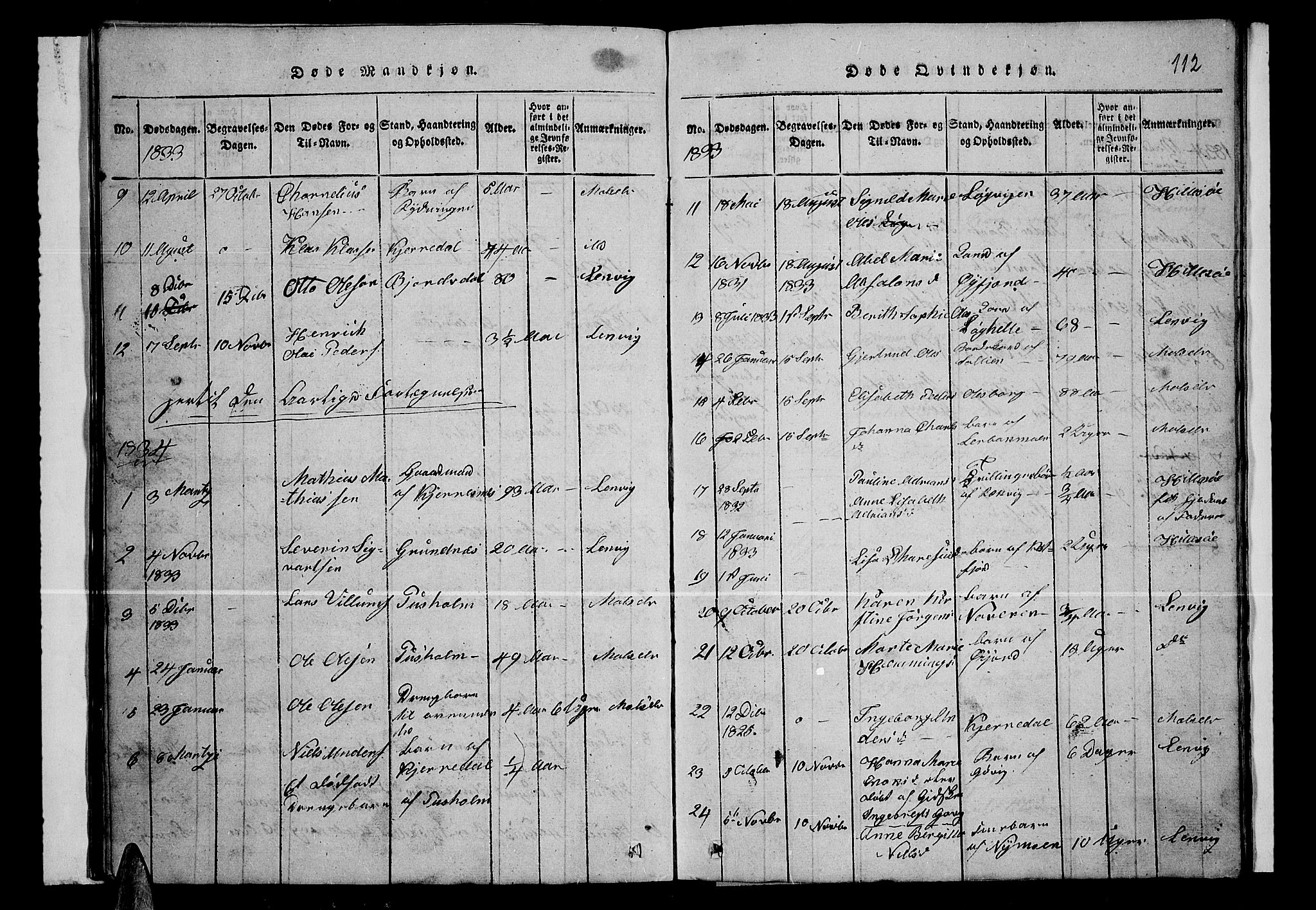 Lenvik sokneprestembete, SATØ/S-1310/H/Ha/Hab/L0001klokker: Parish register (copy) no. 1, 1822-1837, p. 112