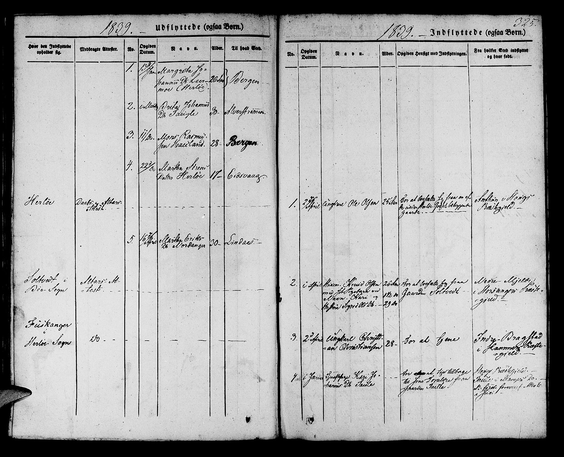 Manger sokneprestembete, SAB/A-76801/H/Haa: Parish register (official) no. A 5, 1839-1848, p. 325