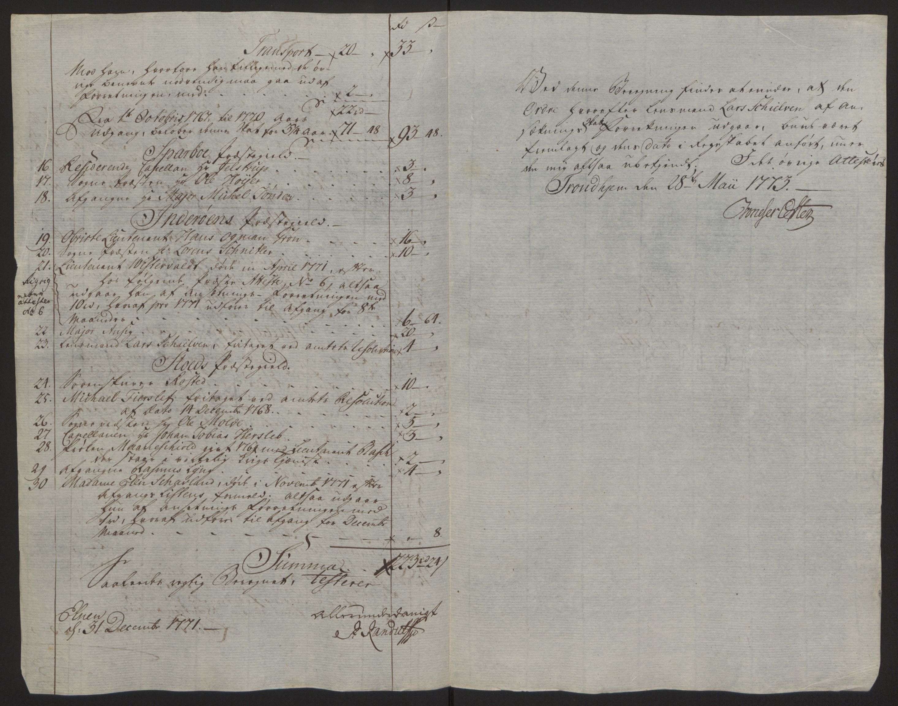 Rentekammeret inntil 1814, Reviderte regnskaper, Fogderegnskap, RA/EA-4092/R63/L4420: Ekstraskatten Inderøy, 1762-1772, p. 430