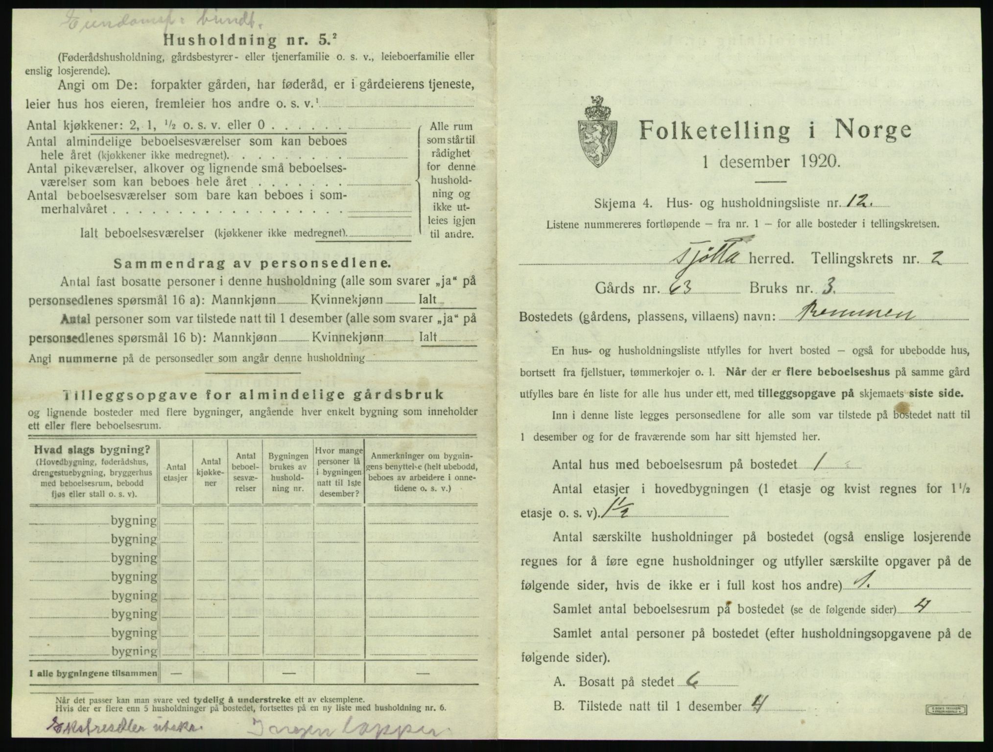 SAT, 1920 census for Tjøtta, 1920, p. 131