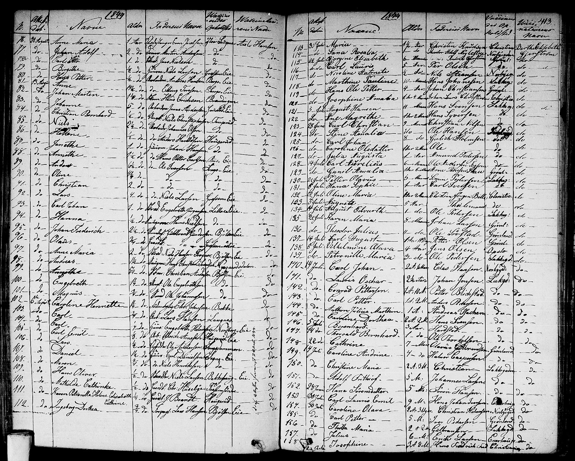 Aker prestekontor kirkebøker, SAO/A-10861/F/L0018: Parish register (official) no. 17, 1829-1852, p. 413