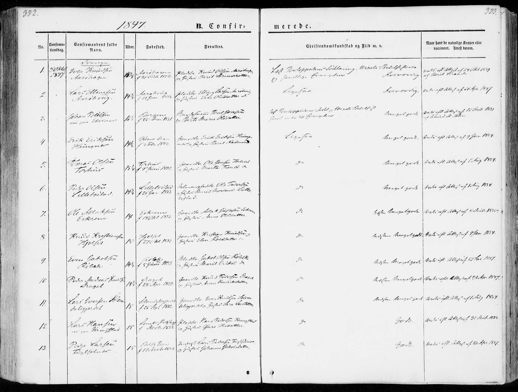 Ministerialprotokoller, klokkerbøker og fødselsregistre - Møre og Romsdal, SAT/A-1454/555/L0653: Parish register (official) no. 555A04, 1843-1869, p. 322-323