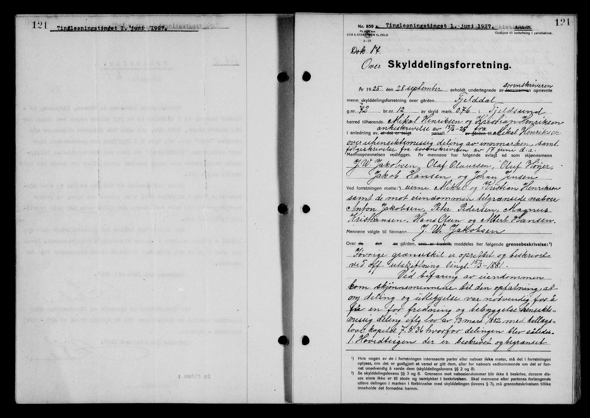 Steigen og Ofoten sorenskriveri, AV/SAT-A-0030/1/2/2C/L0014: Mortgage book no. 13 og 15, 1926-1927, Deed date: 01.06.1927