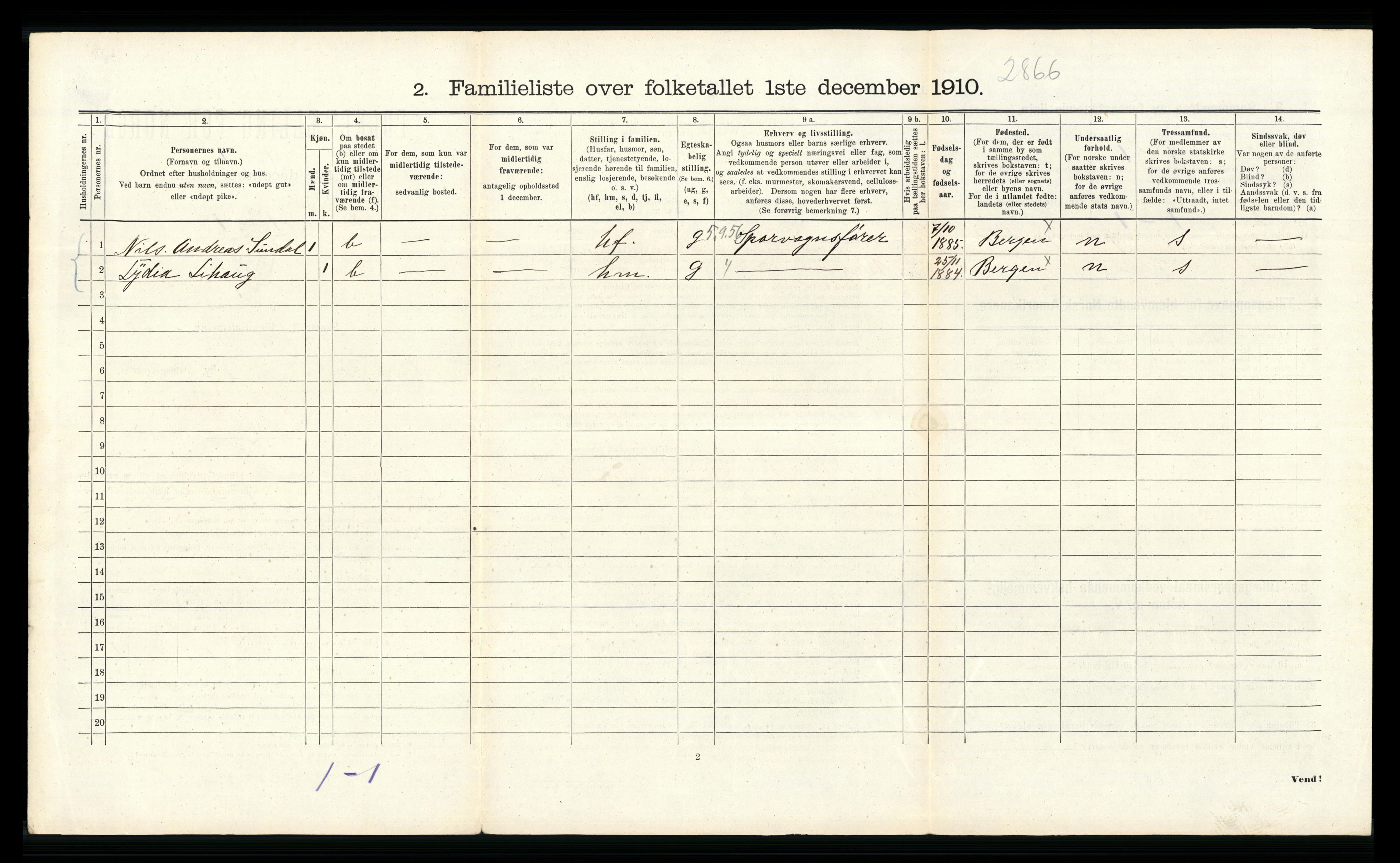 RA, 1910 census for Bergen, 1910, p. 17950