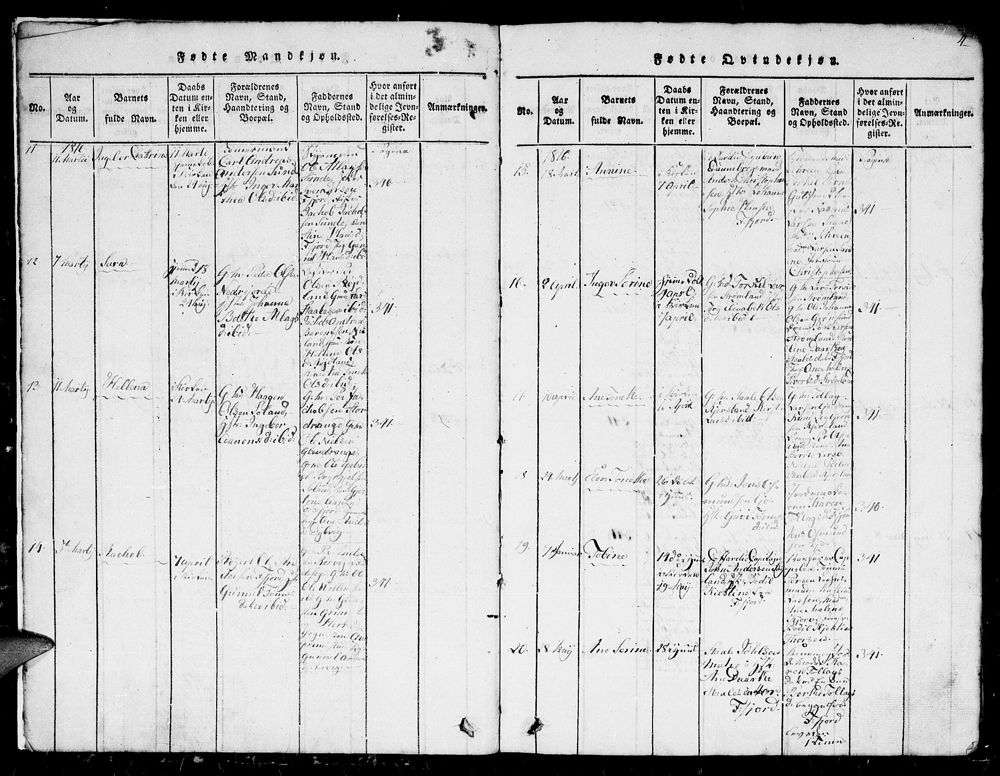 Flekkefjord sokneprestkontor, SAK/1111-0012/F/Fb/Fbc/L0003: Parish register (copy) no. B 3, 1815-1826, p. 4