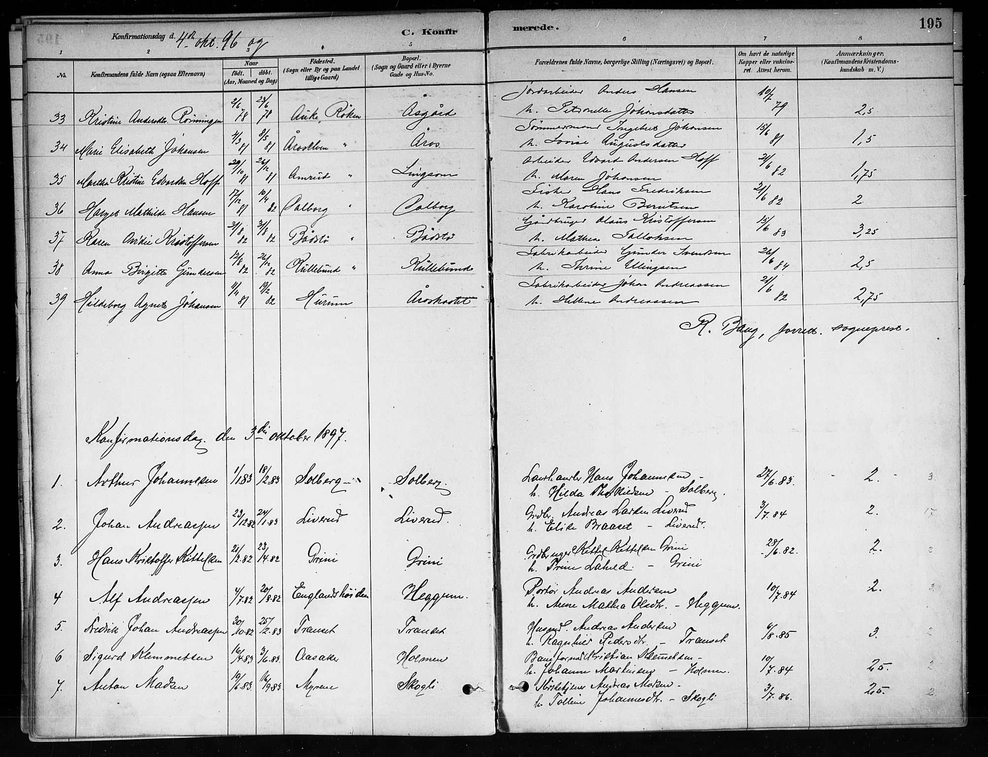 Røyken kirkebøker, SAKO/A-241/F/Fa/L0008: Parish register (official) no. 8, 1880-1897, p. 195
