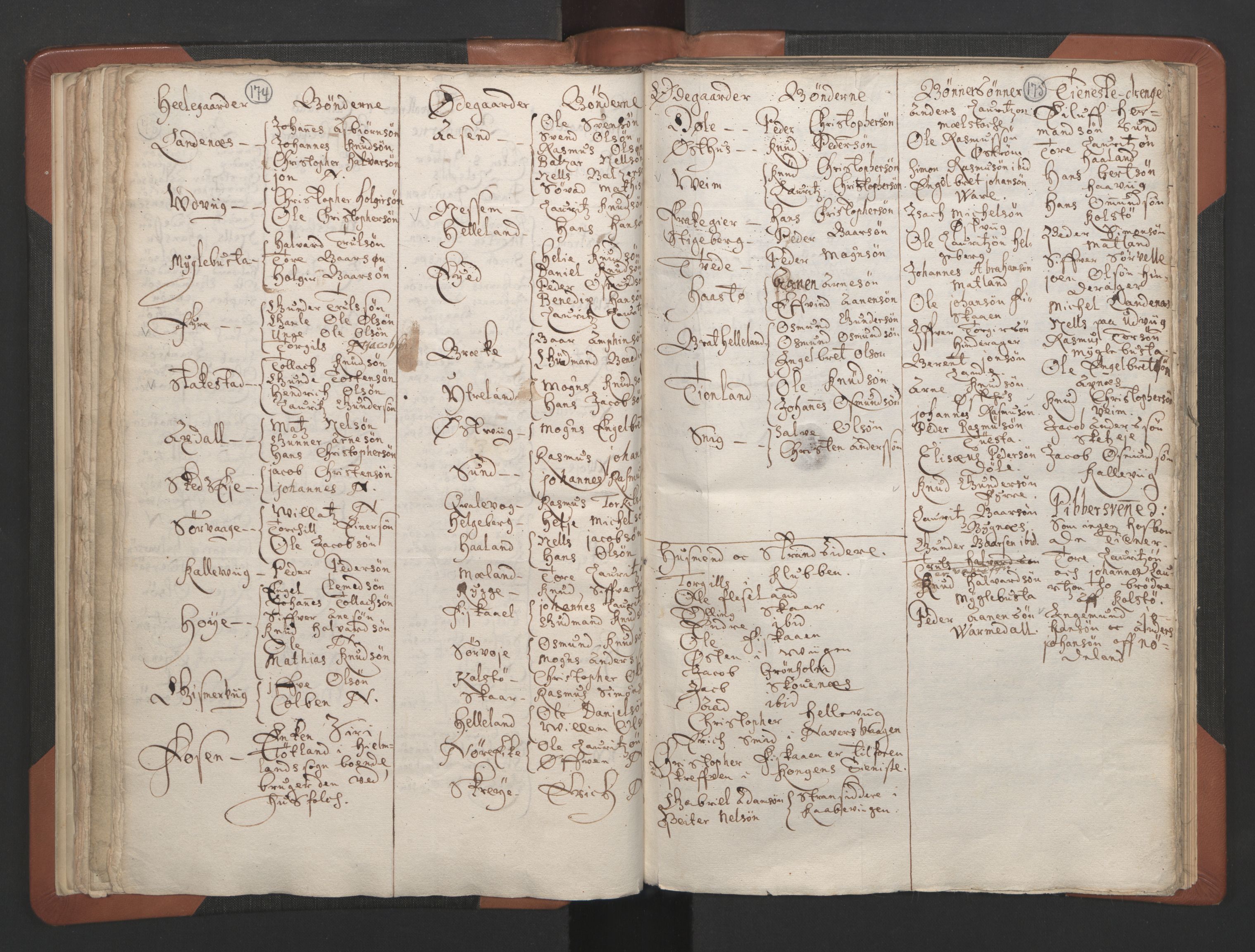 RA, Vicar's Census 1664-1666, no. 18: Stavanger deanery and Karmsund deanery, 1664-1666, p. 174-175