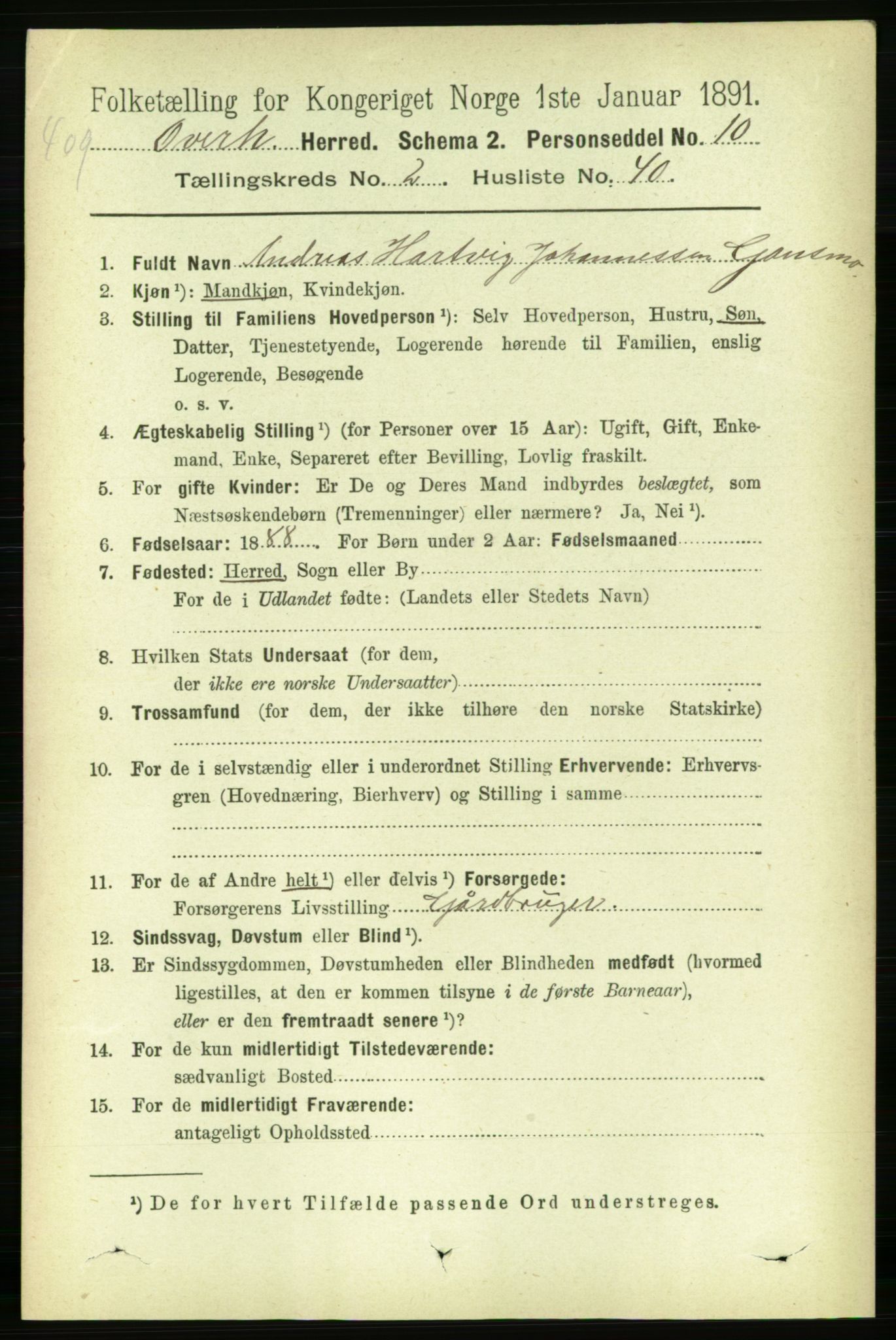 RA, 1891 census for 1744 Overhalla, 1891, p. 691