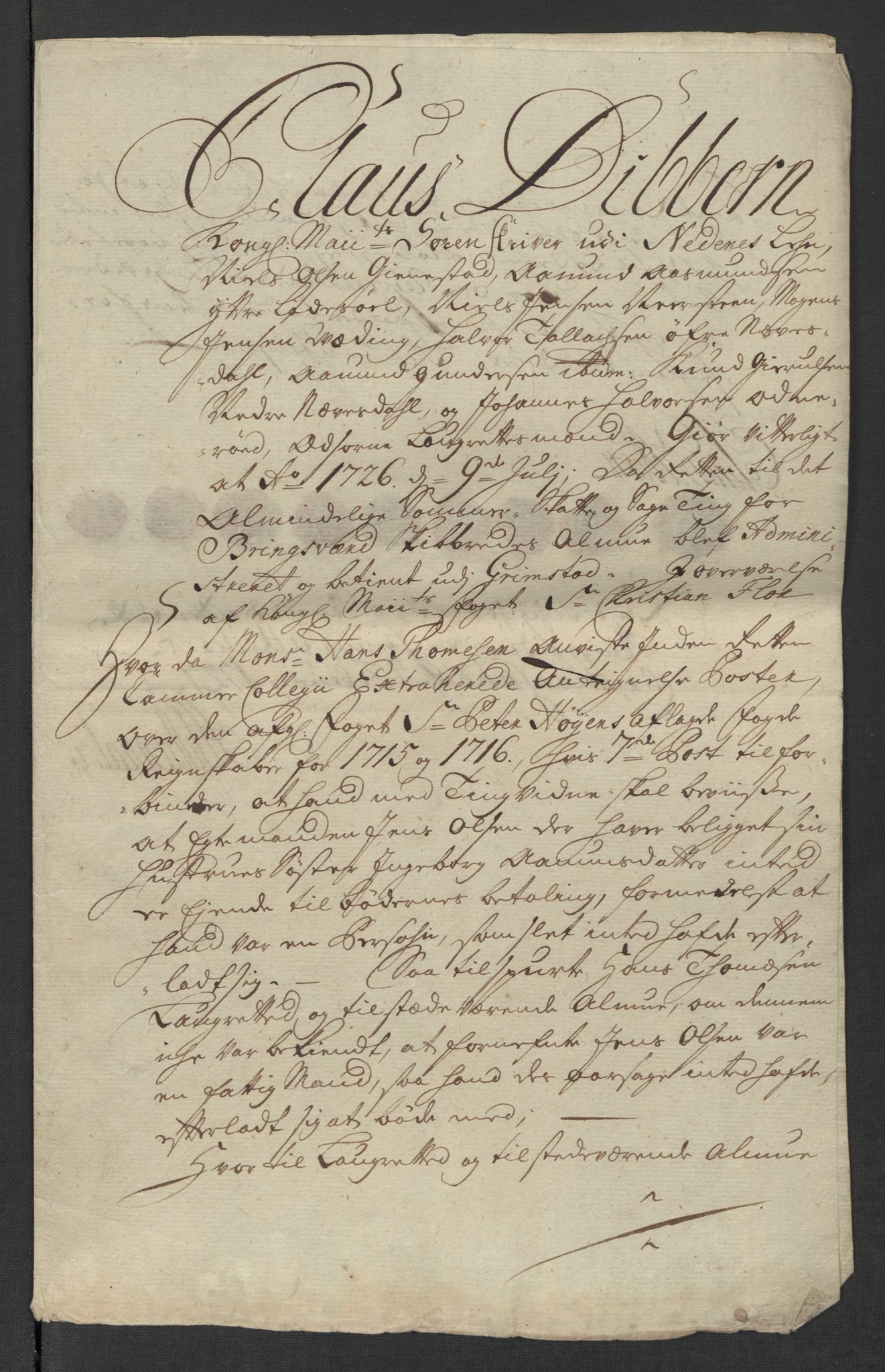 Rentekammeret inntil 1814, Reviderte regnskaper, Fogderegnskap, AV/RA-EA-4092/R39/L2325: Fogderegnskap Nedenes, 1716, p. 487