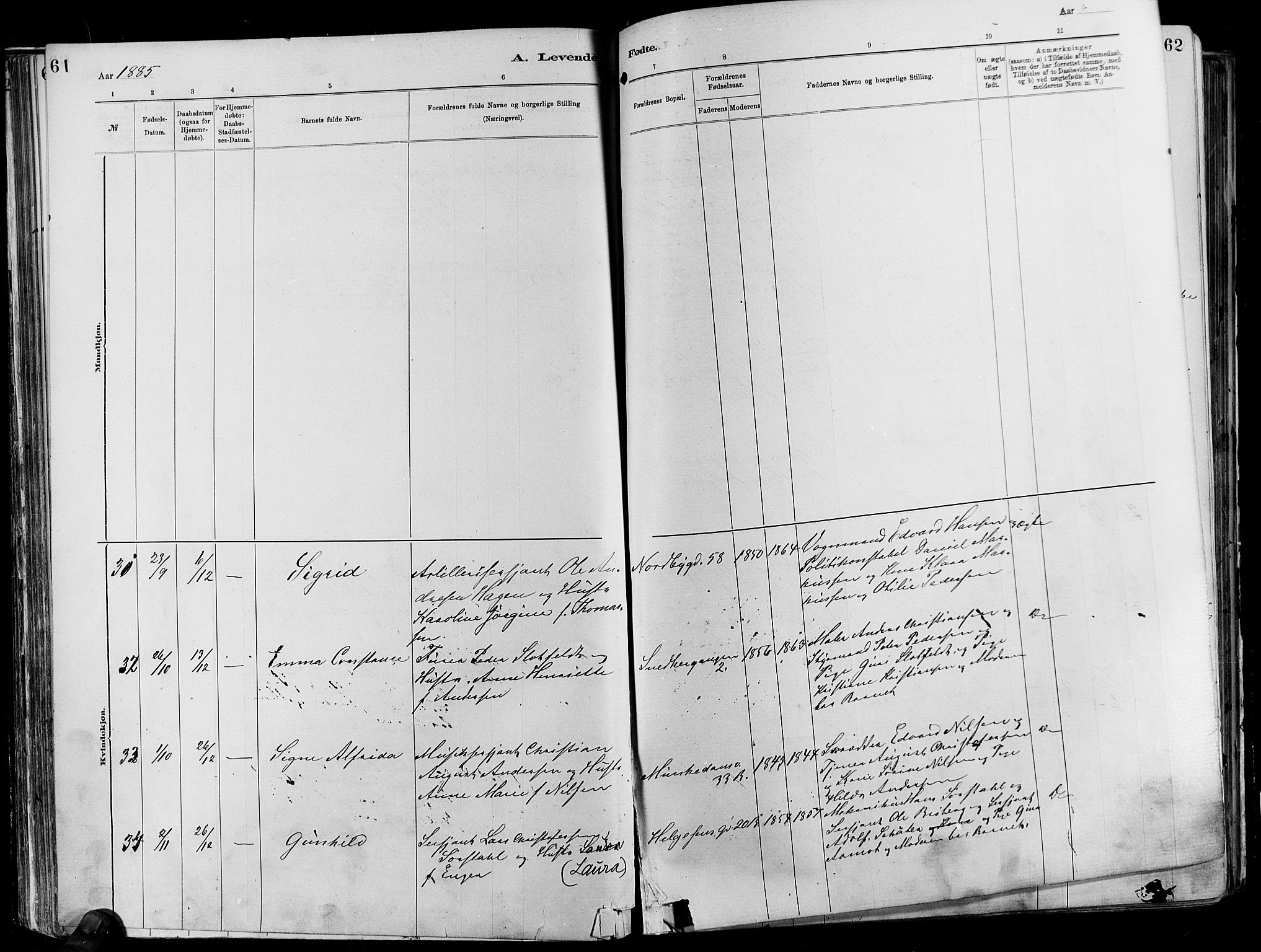 Garnisonsmenigheten Kirkebøker, AV/SAO-A-10846/F/Fa/L0012: Parish register (official) no. 12, 1880-1893, p. 61