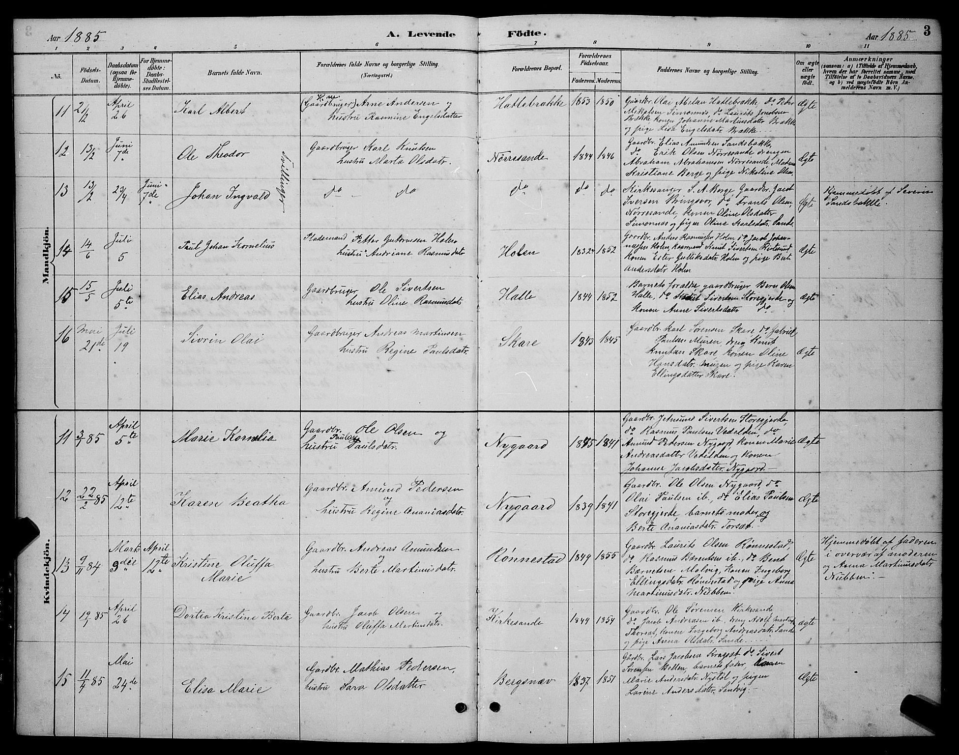 Ministerialprotokoller, klokkerbøker og fødselsregistre - Møre og Romsdal, AV/SAT-A-1454/503/L0048: Parish register (copy) no. 503C03, 1885-1893, p. 3