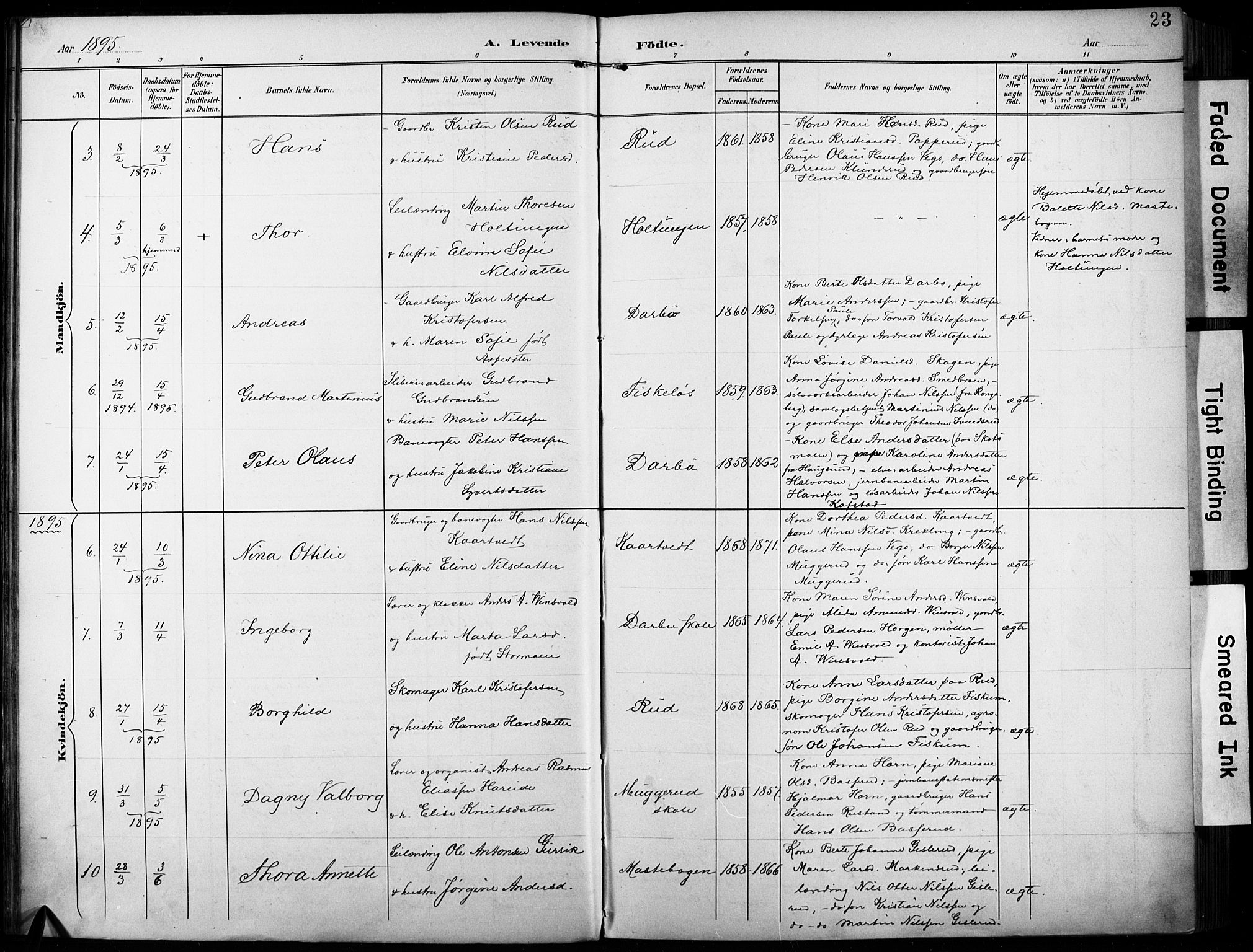 Fiskum kirkebøker, SAKO/A-15/F/Fa/L0003: Parish register (official) no. 3, 1890-1905, p. 23