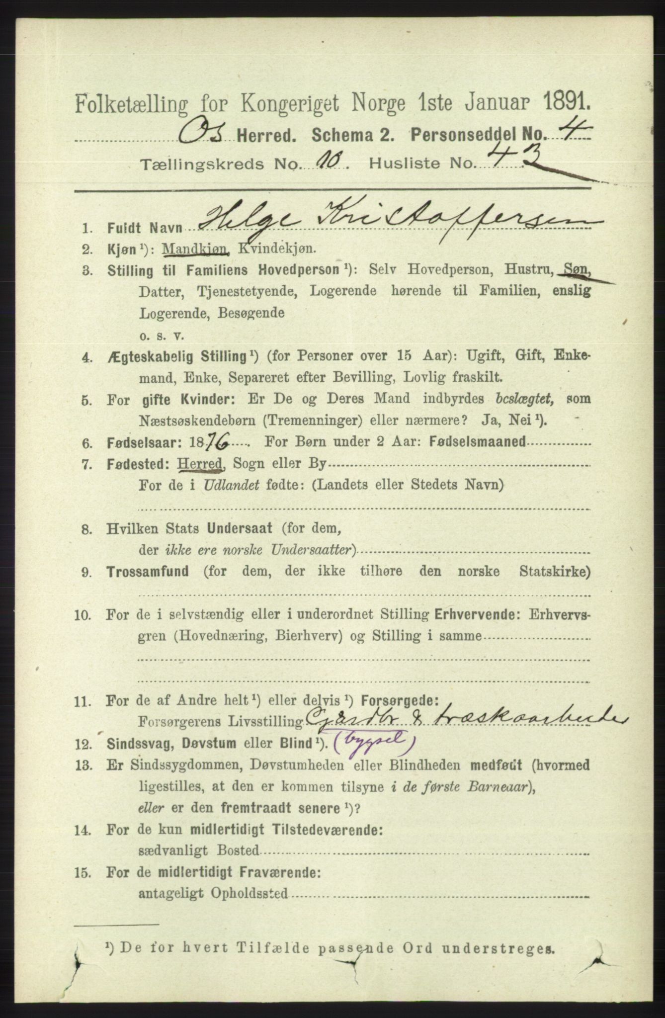 RA, 1891 census for 1243 Os, 1891, p. 2542