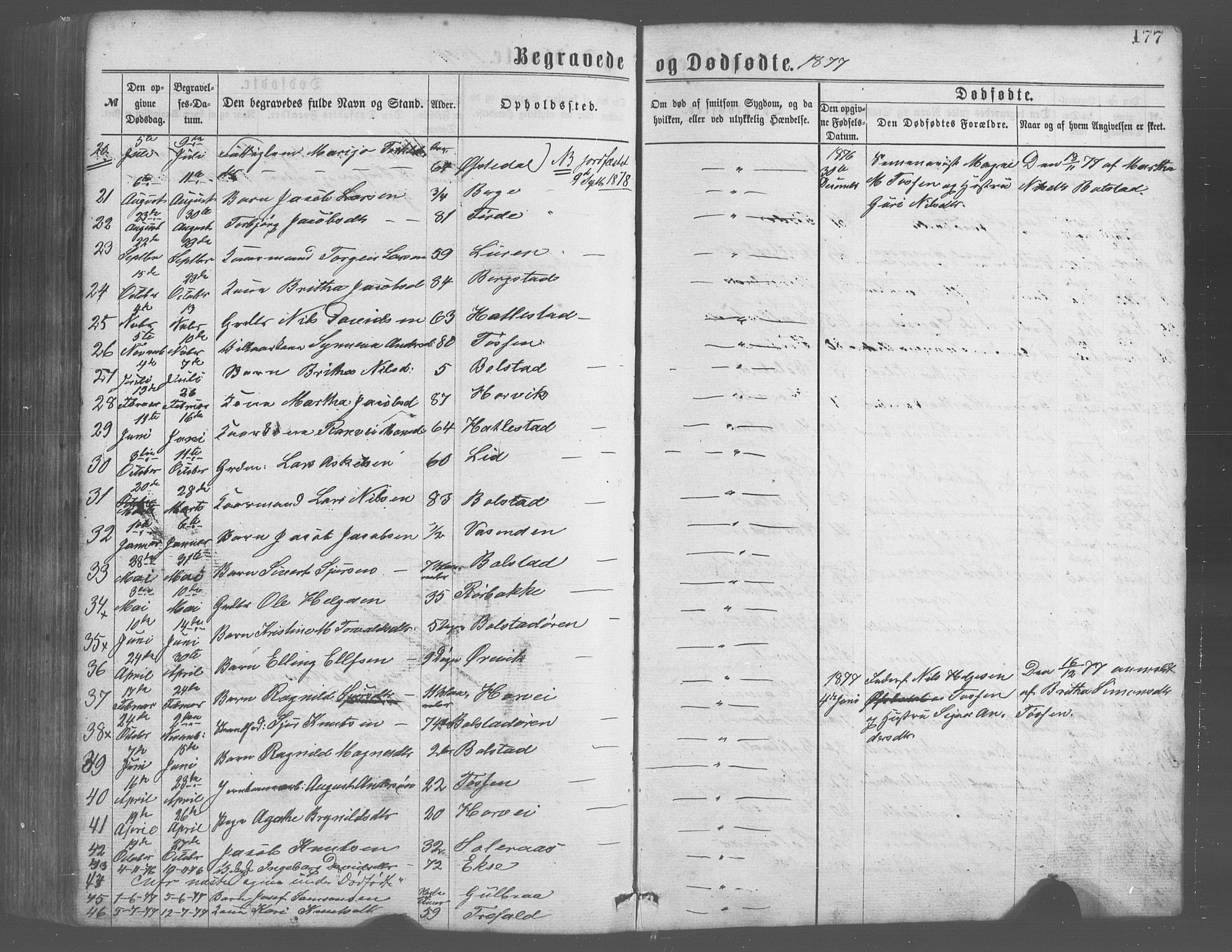 Evanger sokneprestembete, SAB/A-99924: Parish register (copy) no. A 2, 1863-1879, p. 177