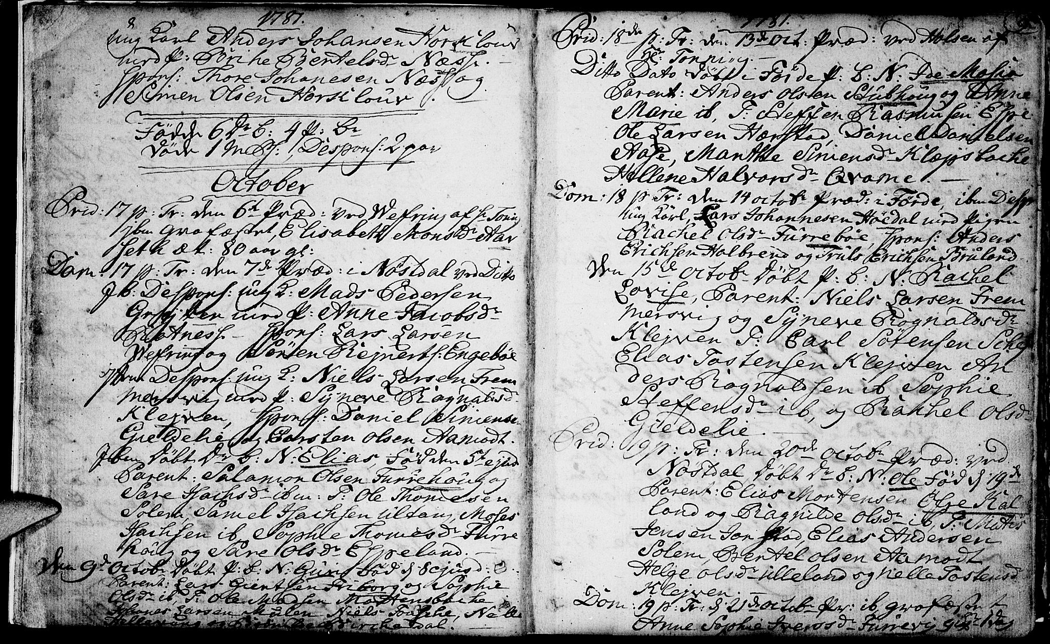 Førde sokneprestembete, AV/SAB-A-79901/H/Haa/Haaa/L0004: Parish register (official) no. A 4, 1781-1803, p. 8-9