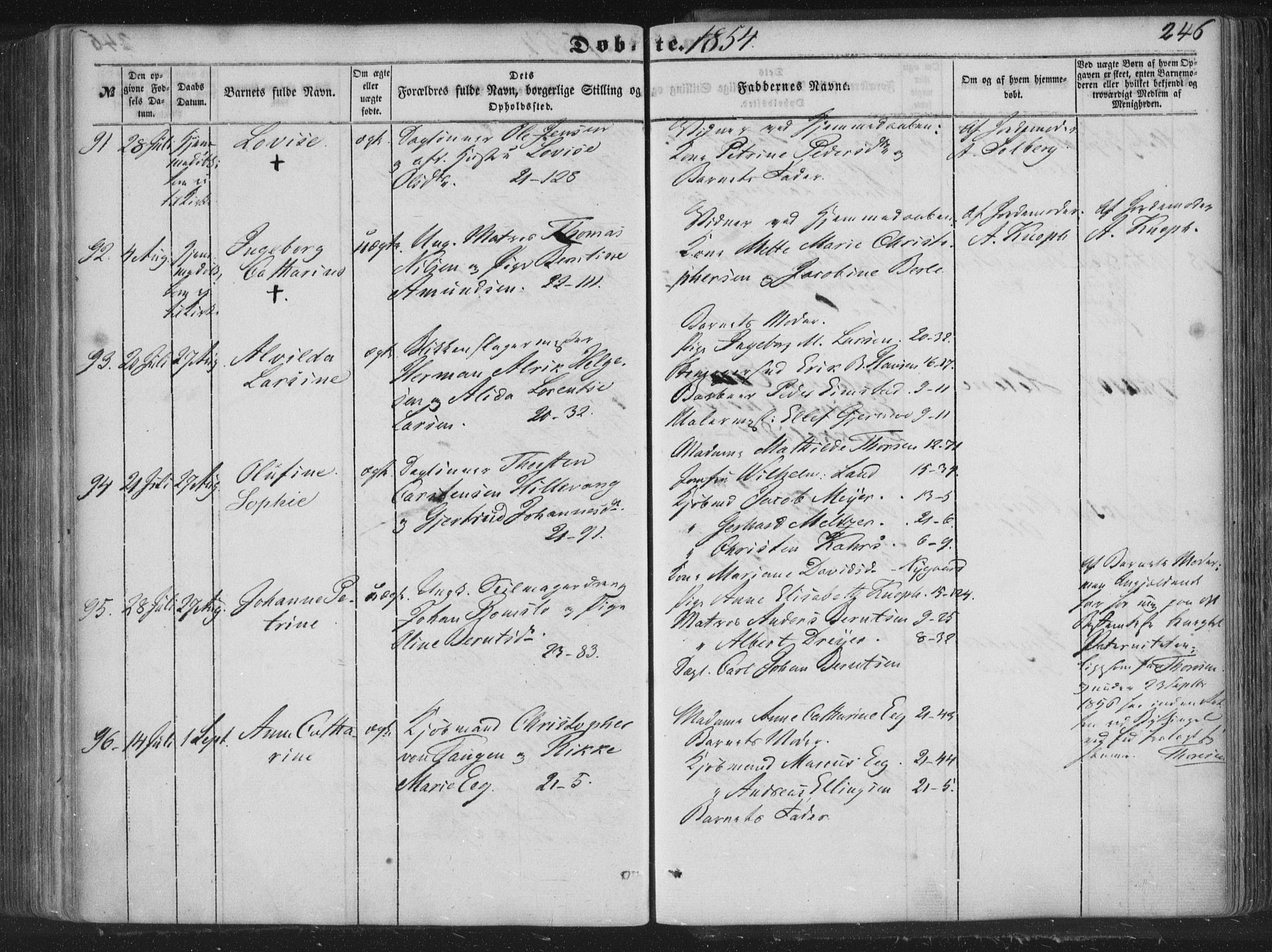 Korskirken sokneprestembete, AV/SAB-A-76101/H/Haa/L0017: Parish register (official) no. B 3, 1851-1857, p. 246