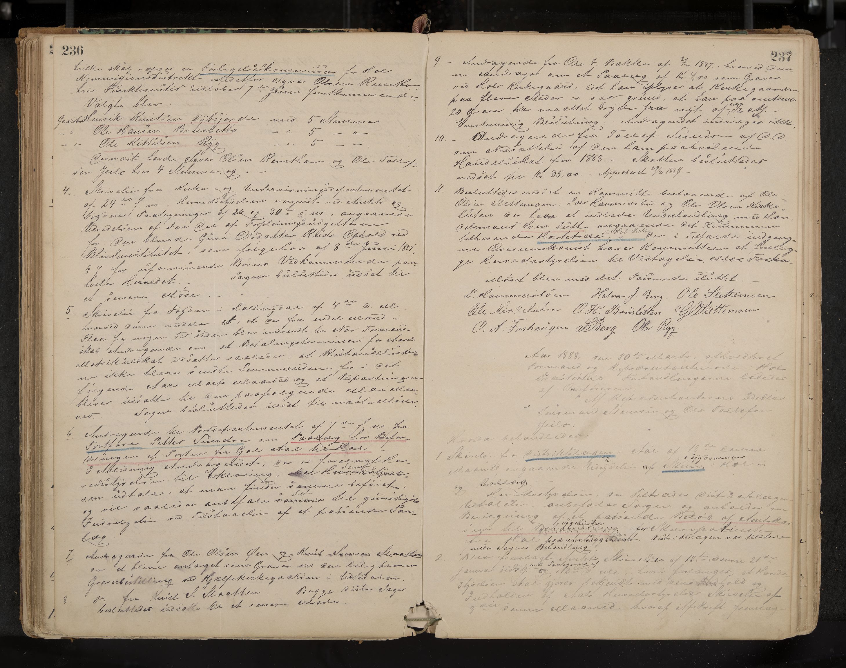 Hol formannskap og sentraladministrasjon, IKAK/0620021-1/A/L0001: Møtebok, 1877-1893, p. 236-237