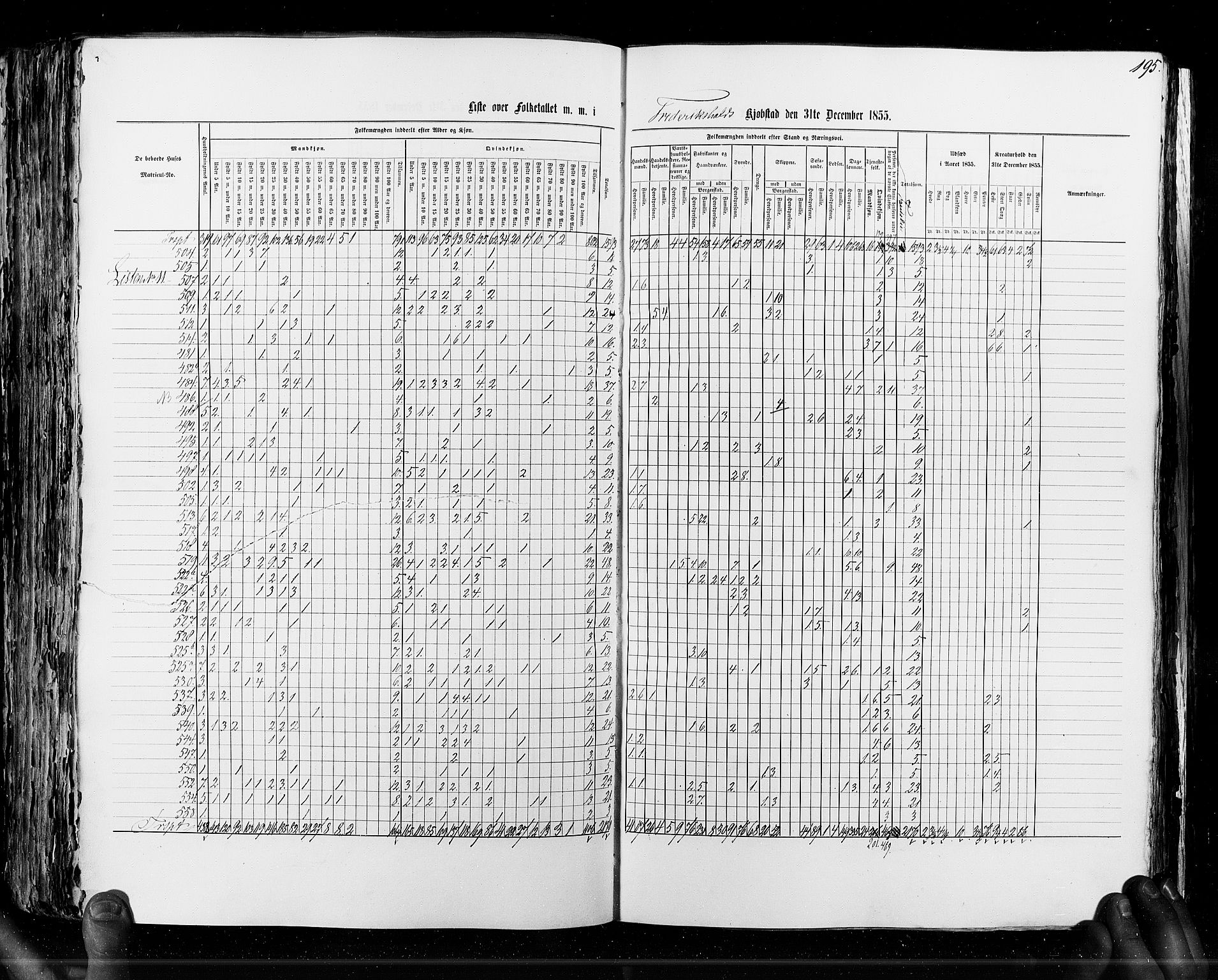 RA, Census 1855, vol. 7: Fredrikshald-Kragerø, 1855, p. 195