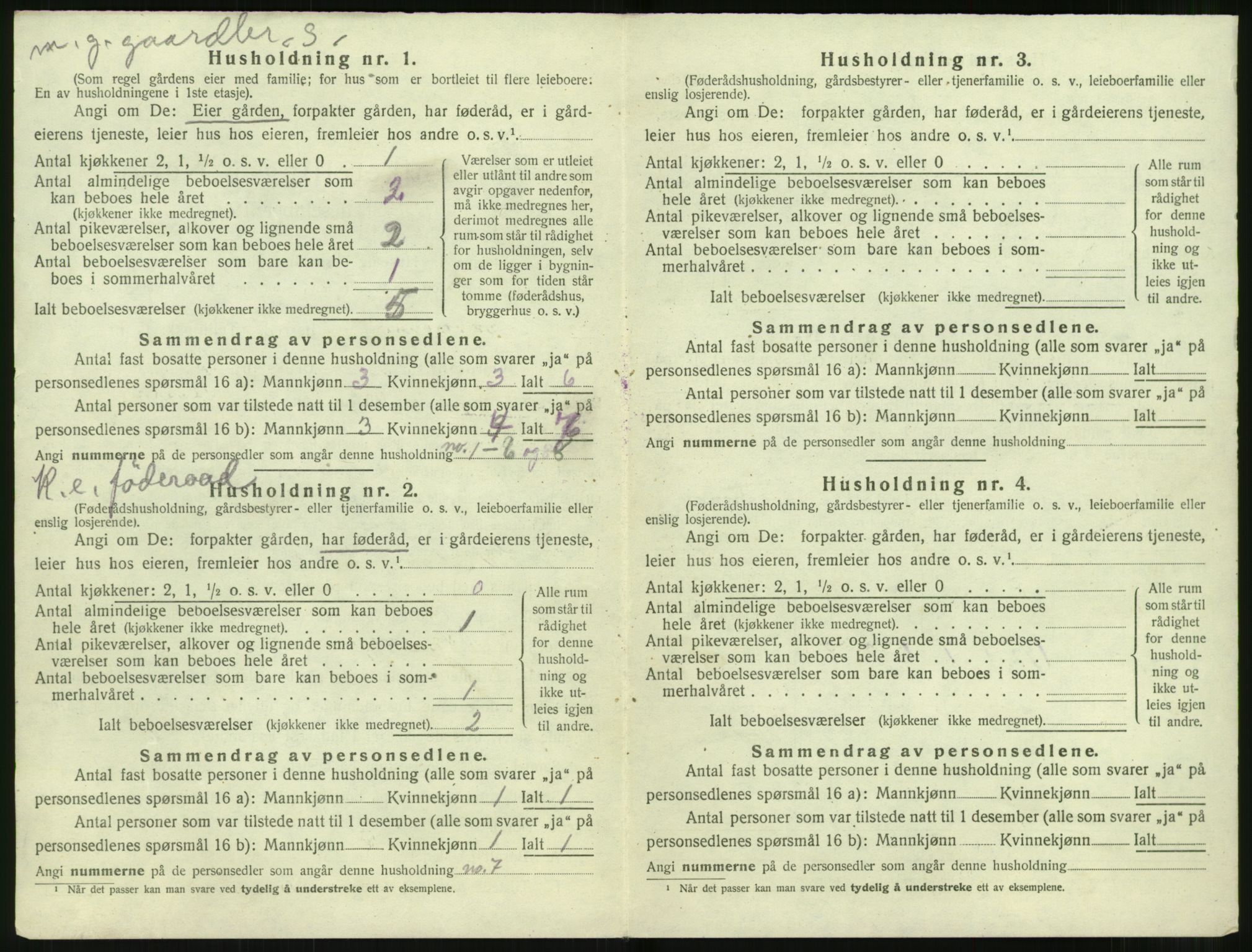 SAT, 1920 census for Sunnylven, 1920, p. 221