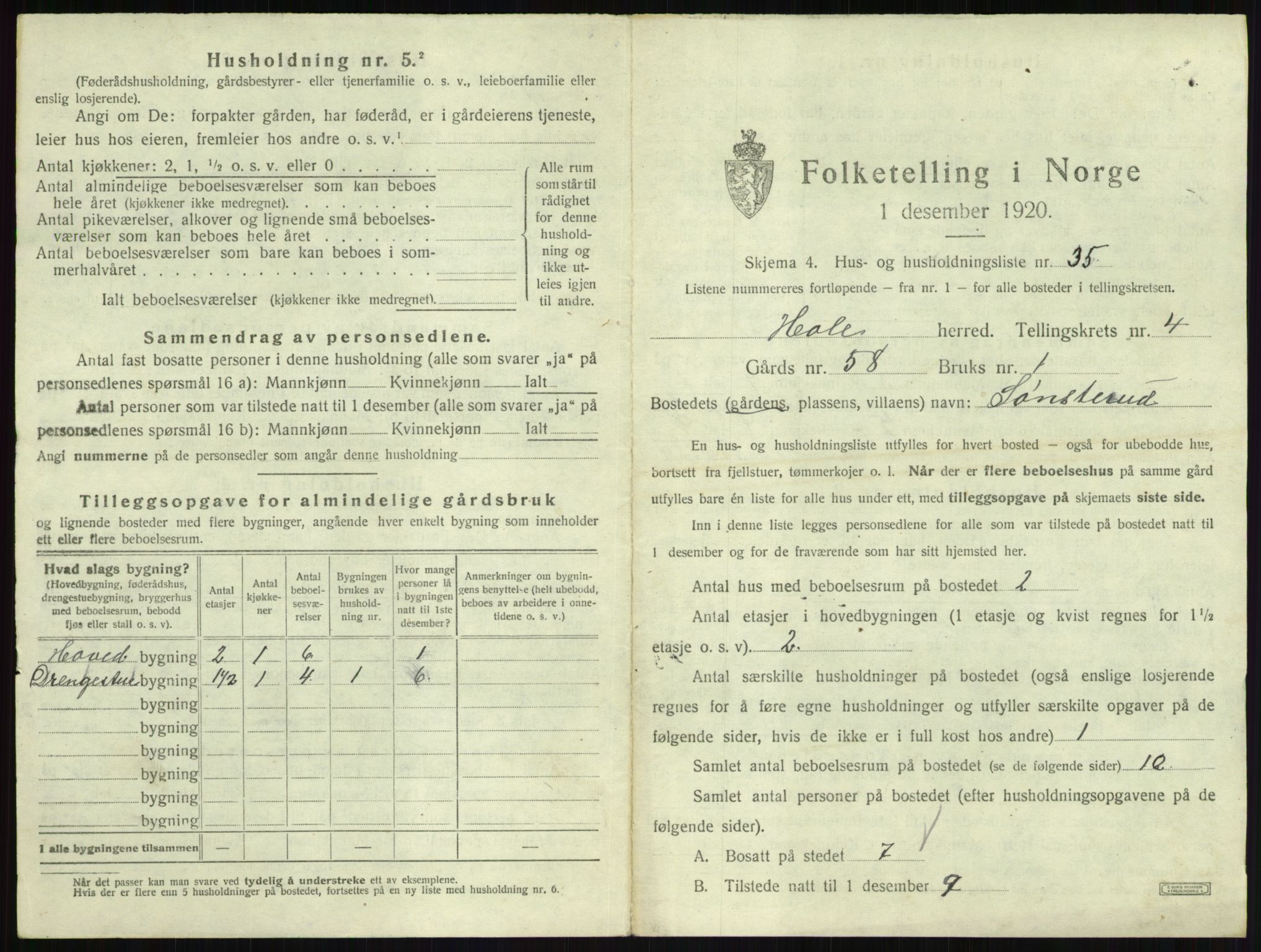 SAKO, 1920 census for Hole, 1920, p. 544