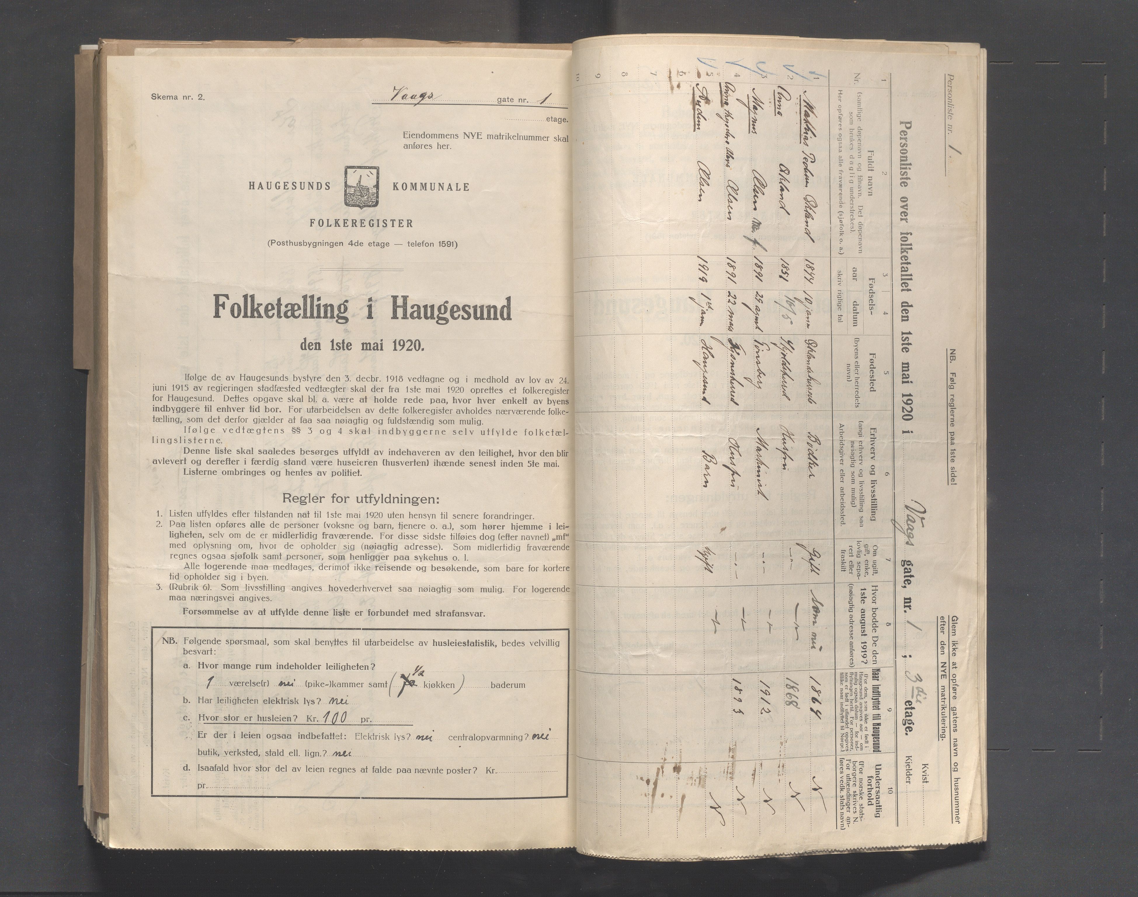 IKAR, Local census 1.5.1920 for Haugesund, 1920, p. 7137