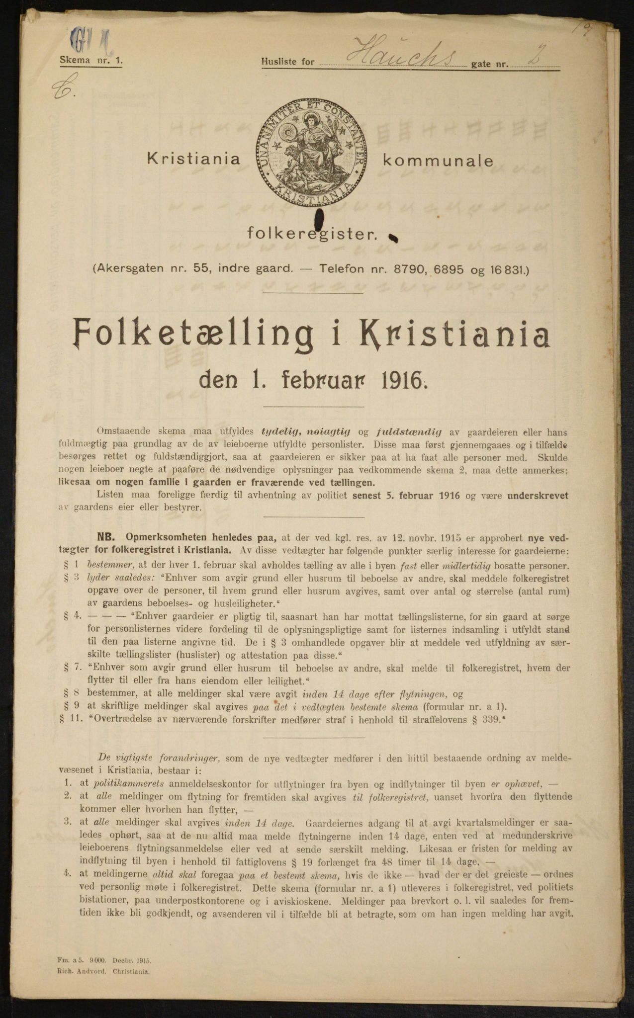 OBA, Municipal Census 1916 for Kristiania, 1916, p. 35645