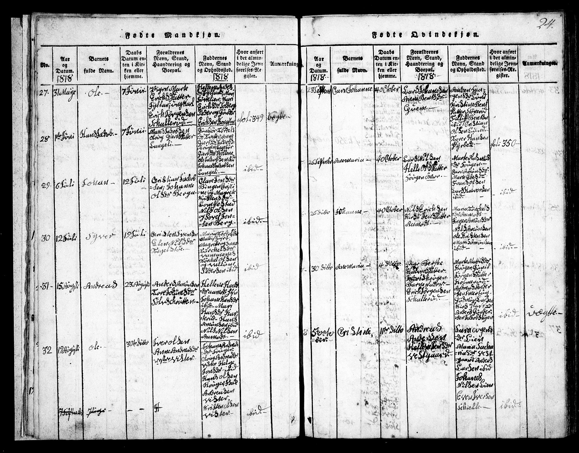 Skiptvet prestekontor Kirkebøker, AV/SAO-A-20009/G/Ga/L0001: Parish register (copy) no. 1, 1815-1838, p. 24