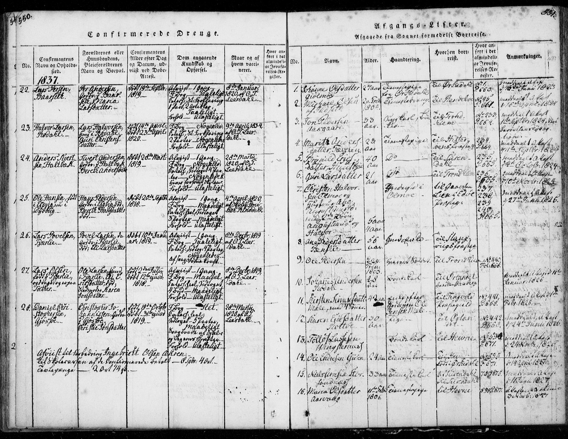 Ministerialprotokoller, klokkerbøker og fødselsregistre - Møre og Romsdal, AV/SAT-A-1454/578/L0903: Parish register (official) no. 578A02, 1819-1838, p. 550-551