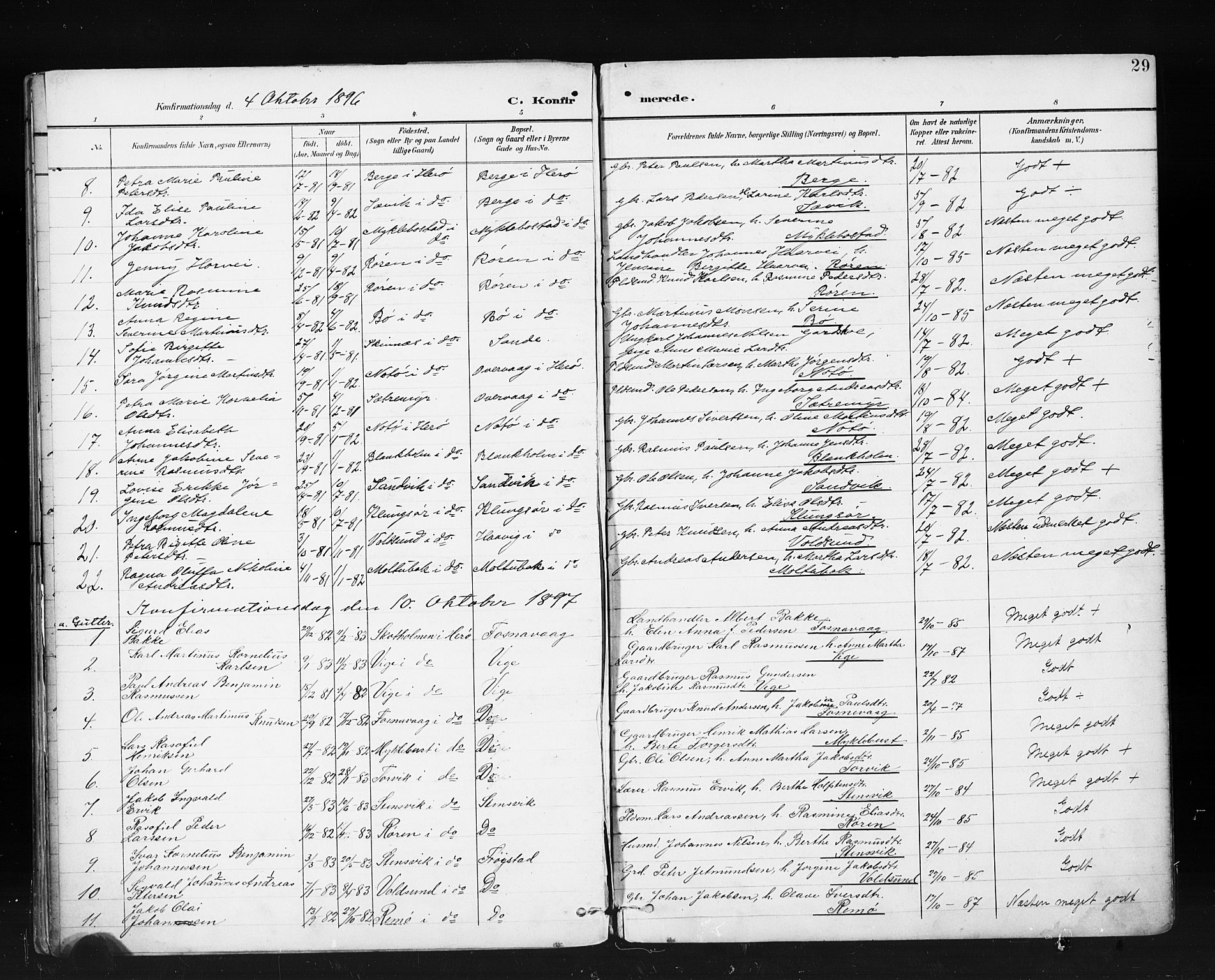 Ministerialprotokoller, klokkerbøker og fødselsregistre - Møre og Romsdal, SAT/A-1454/507/L0074: Parish register (official) no. 507A09, 1894-1900, p. 29