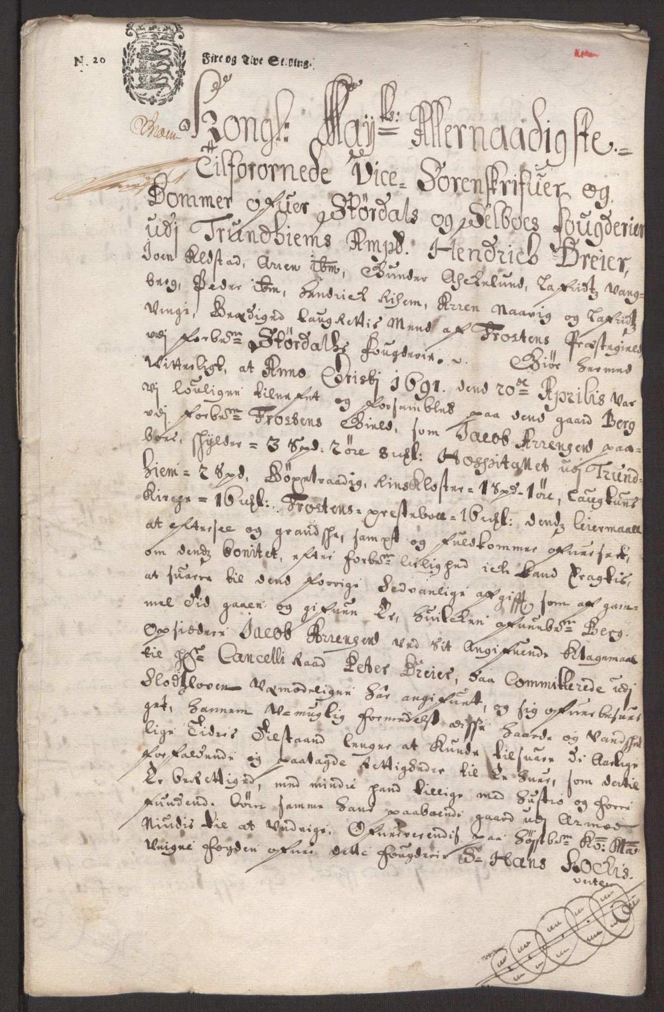 Rentekammeret inntil 1814, Reviderte regnskaper, Fogderegnskap, AV/RA-EA-4092/R62/L4185: Fogderegnskap Stjørdal og Verdal, 1692, p. 224