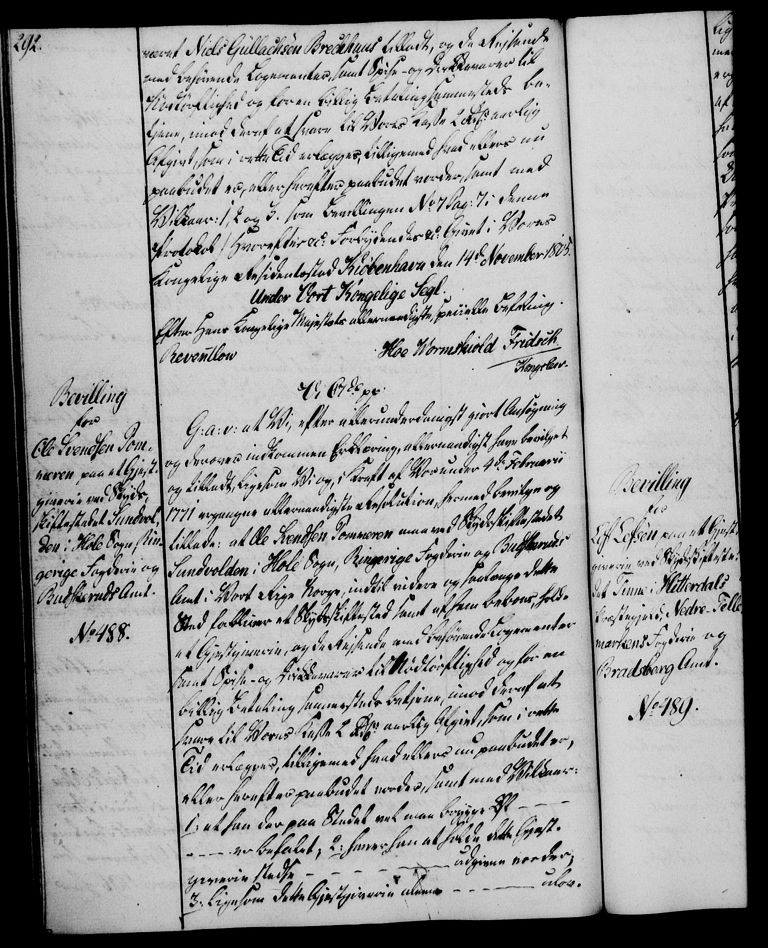 Rentekammeret, Kammerkanselliet, AV/RA-EA-3111/G/Gg/Gga/L0018: Norsk ekspedisjonsprotokoll med register (merket RK 53.18), 1804-1806, p. 292