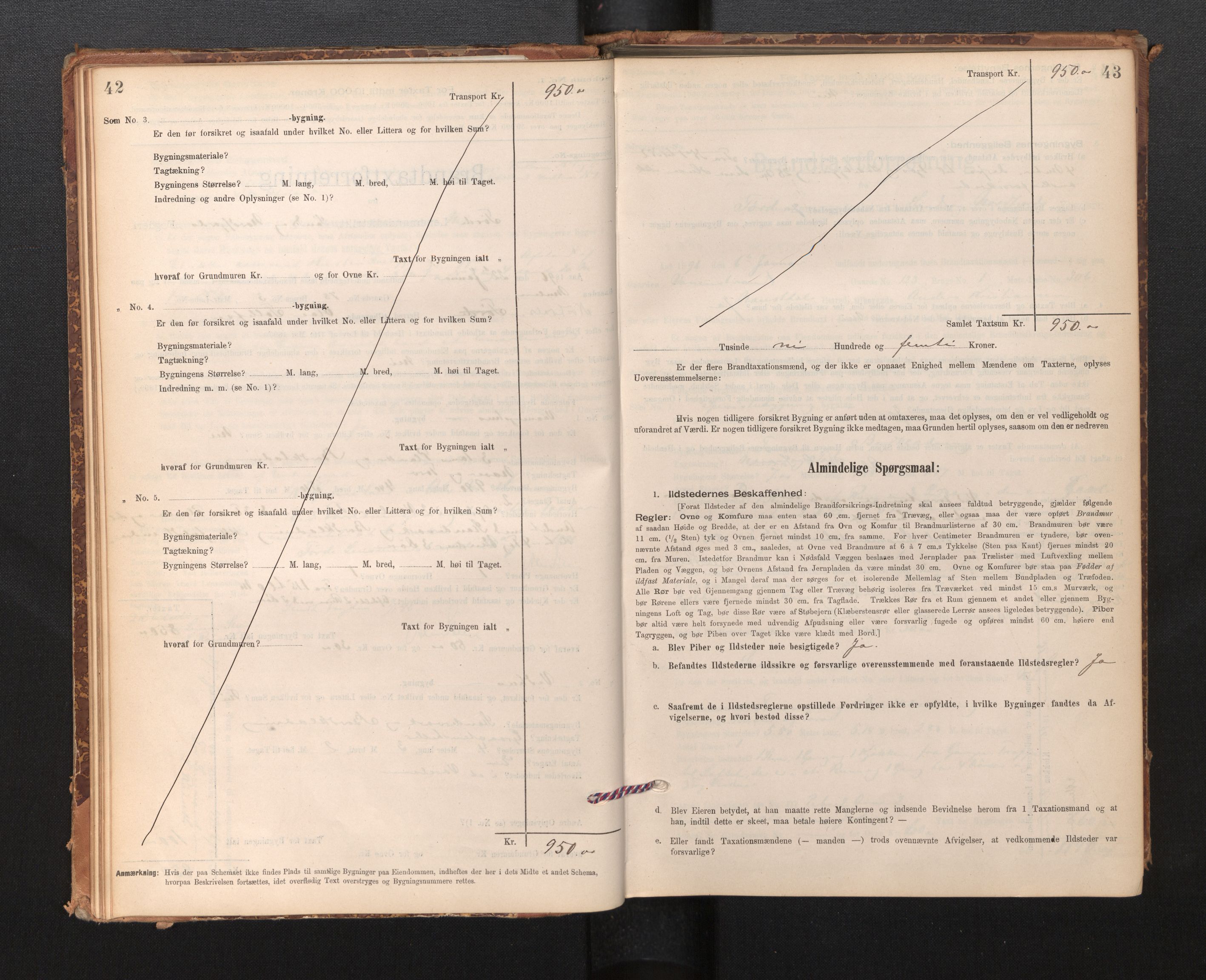 Lensmannen i Førde, AV/SAB-A-27401/0012/L0008: Branntakstprotokoll, skjematakst, 1895-1922, p. 42-43