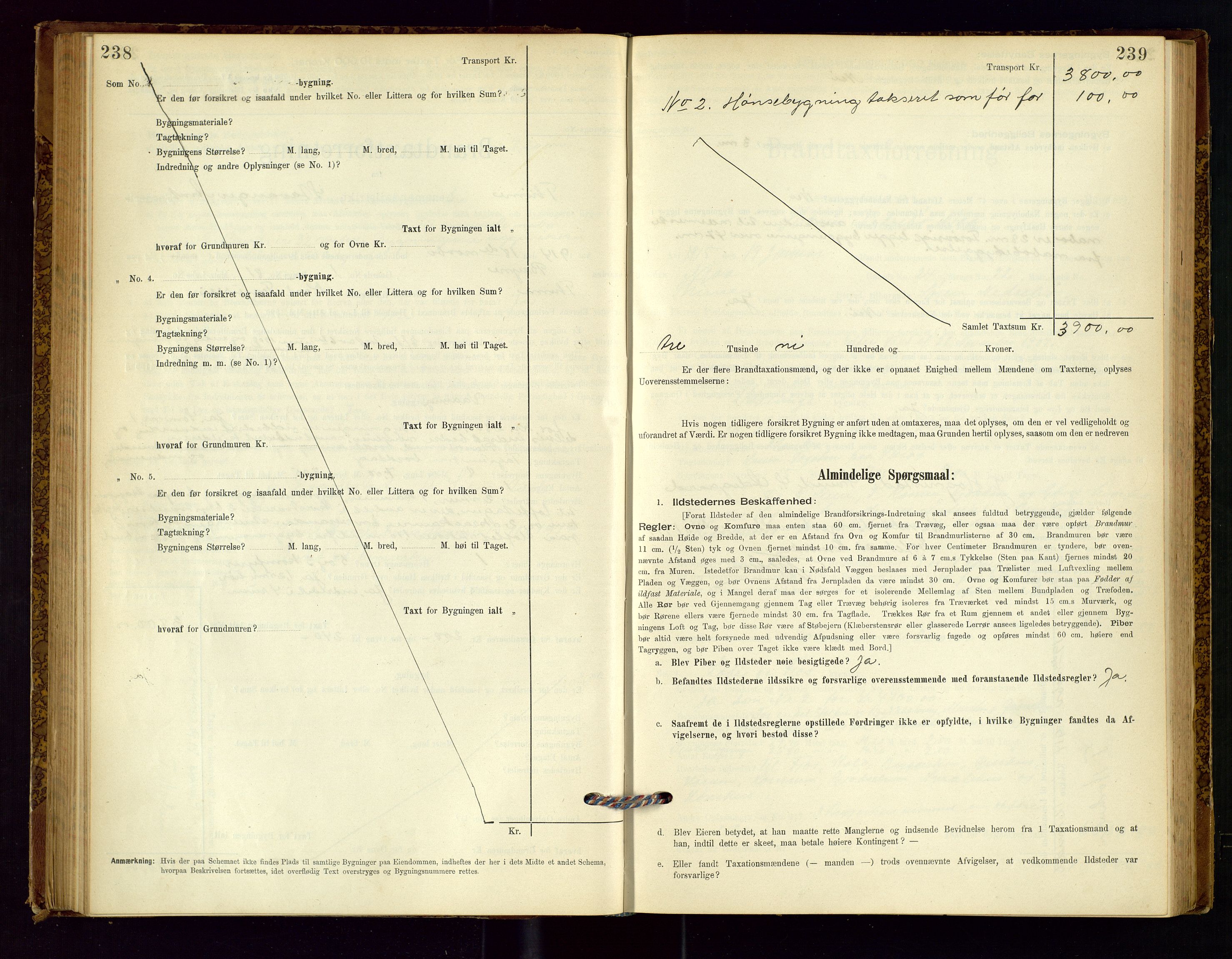 Time lensmannskontor, SAST/A-100420/Gob/L0001: Branntakstprotokoll, 1896-1914, p. 238-239