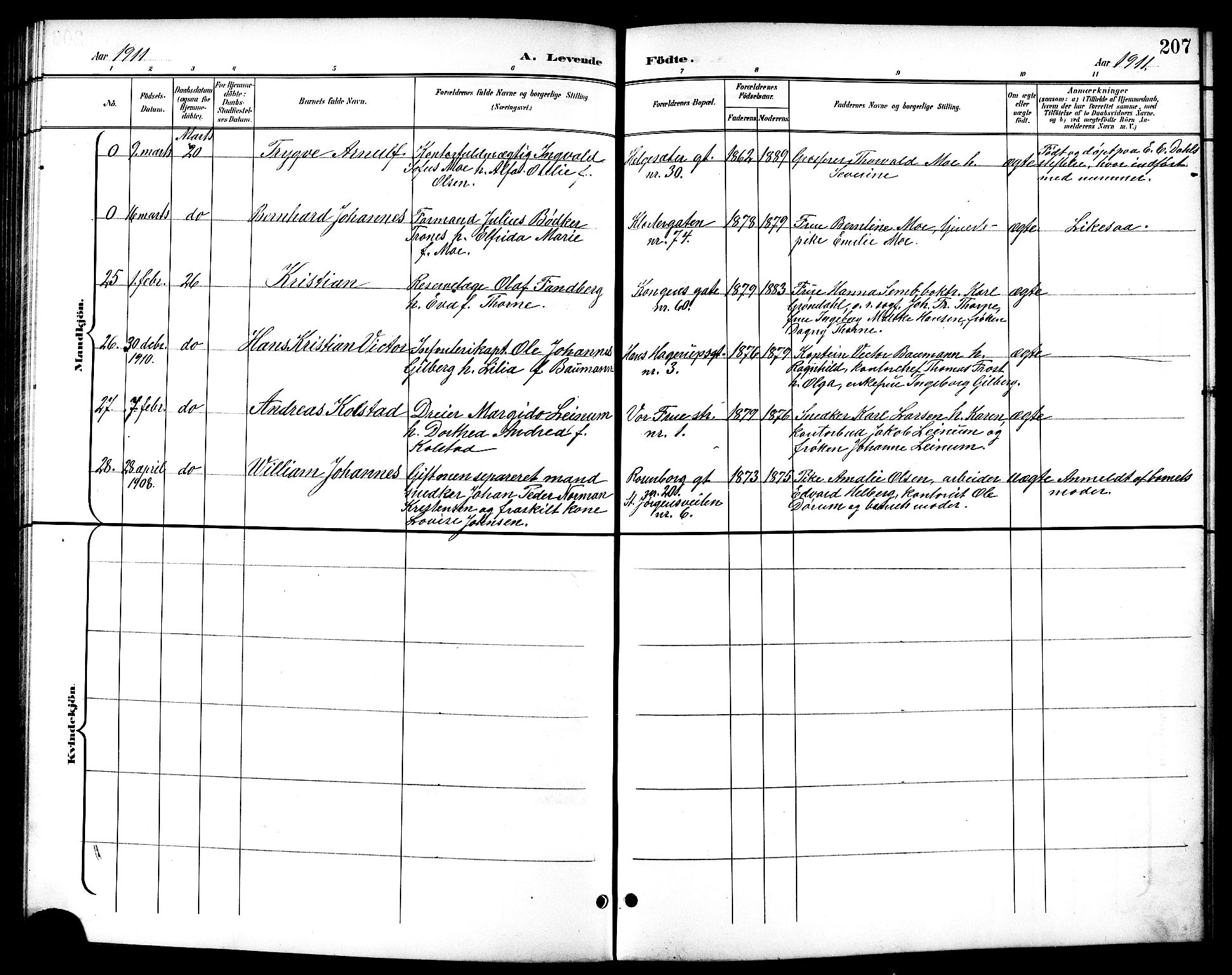 Ministerialprotokoller, klokkerbøker og fødselsregistre - Sør-Trøndelag, SAT/A-1456/601/L0094: Parish register (copy) no. 601C12, 1898-1911, p. 207