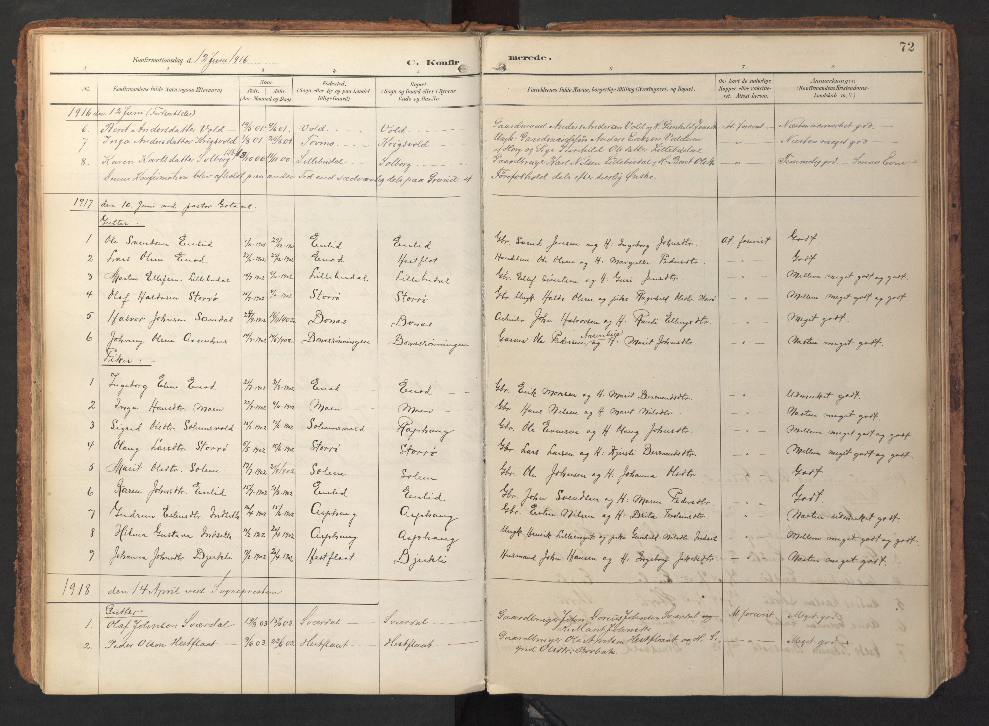 Ministerialprotokoller, klokkerbøker og fødselsregistre - Sør-Trøndelag, SAT/A-1456/690/L1050: Parish register (official) no. 690A01, 1889-1929, p. 72