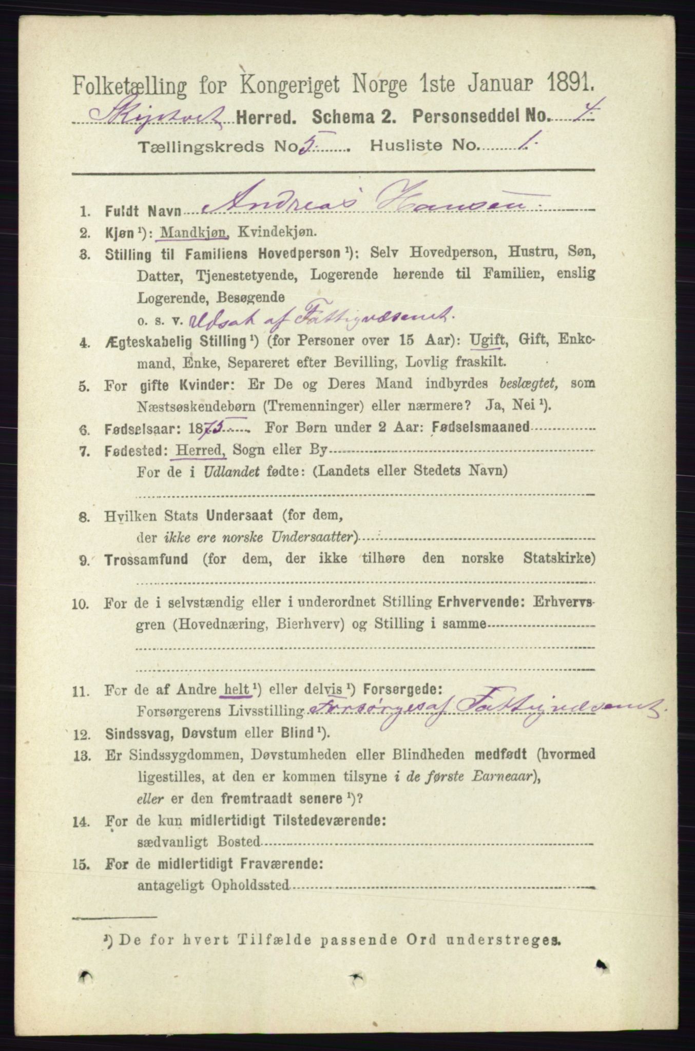 RA, 1891 census for 0127 Skiptvet, 1891, p. 2647