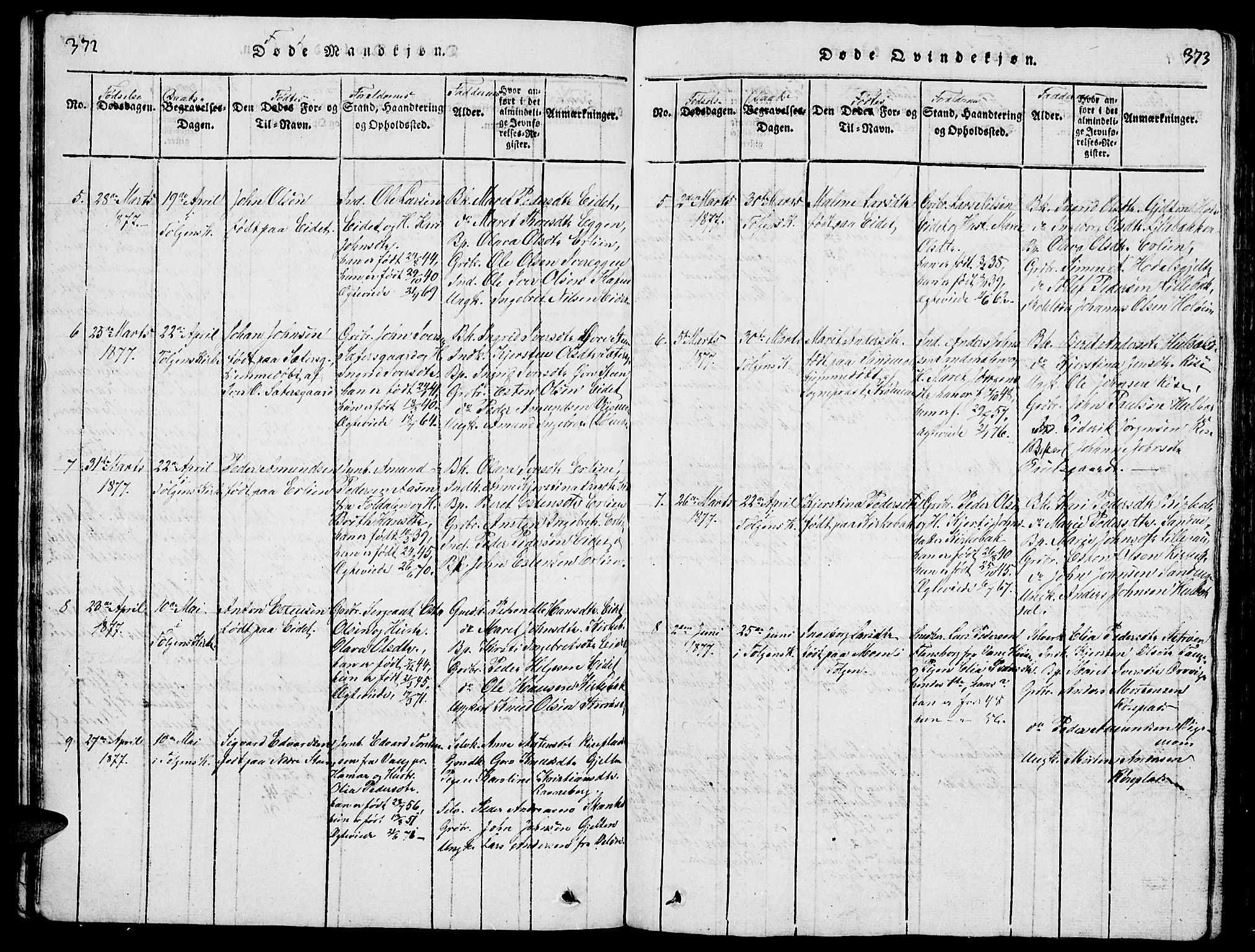 Tolga prestekontor, AV/SAH-PREST-062/L/L0001: Parish register (copy) no. 1, 1814-1877, p. 372-373