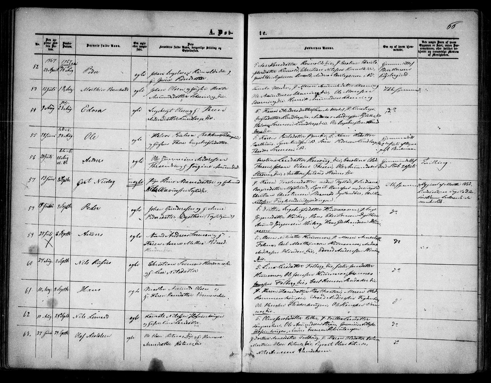 Nes prestekontor Kirkebøker, SAO/A-10410/F/Fa/L0008: Parish register (official) no. I 8, 1859-1874, p. 66