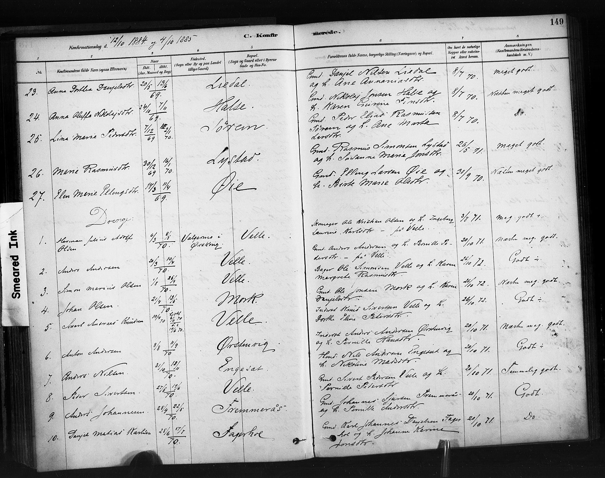Ministerialprotokoller, klokkerbøker og fødselsregistre - Møre og Romsdal, SAT/A-1454/513/L0176: Parish register (official) no. 513A03, 1877-1889, p. 149