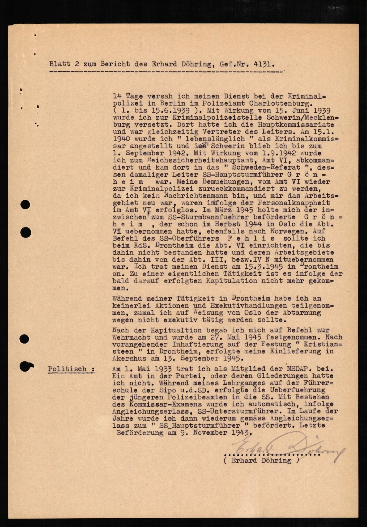 Forsvaret, Forsvarets overkommando II, AV/RA-RAFA-3915/D/Db/L0006: CI Questionaires. Tyske okkupasjonsstyrker i Norge. Tyskere., 1945-1946, p. 387