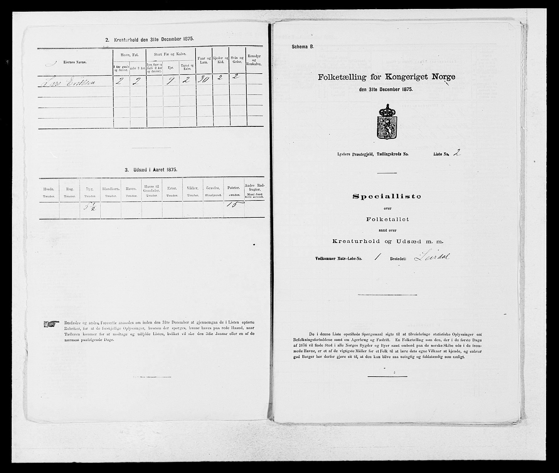 SAB, 1875 census for 1426P Luster, 1875, p. 1287