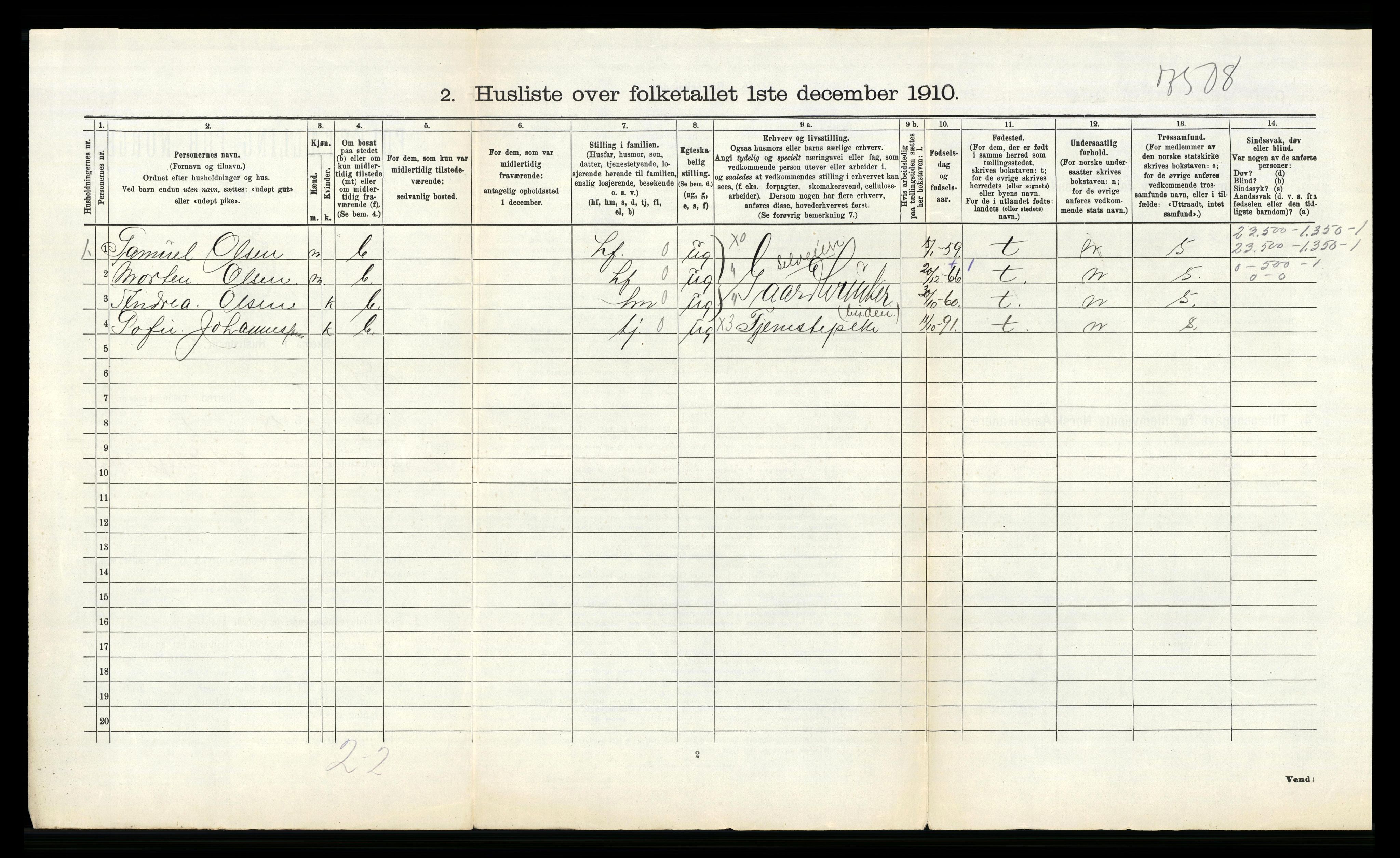 RA, 1910 census for Sem, 1910, p. 661